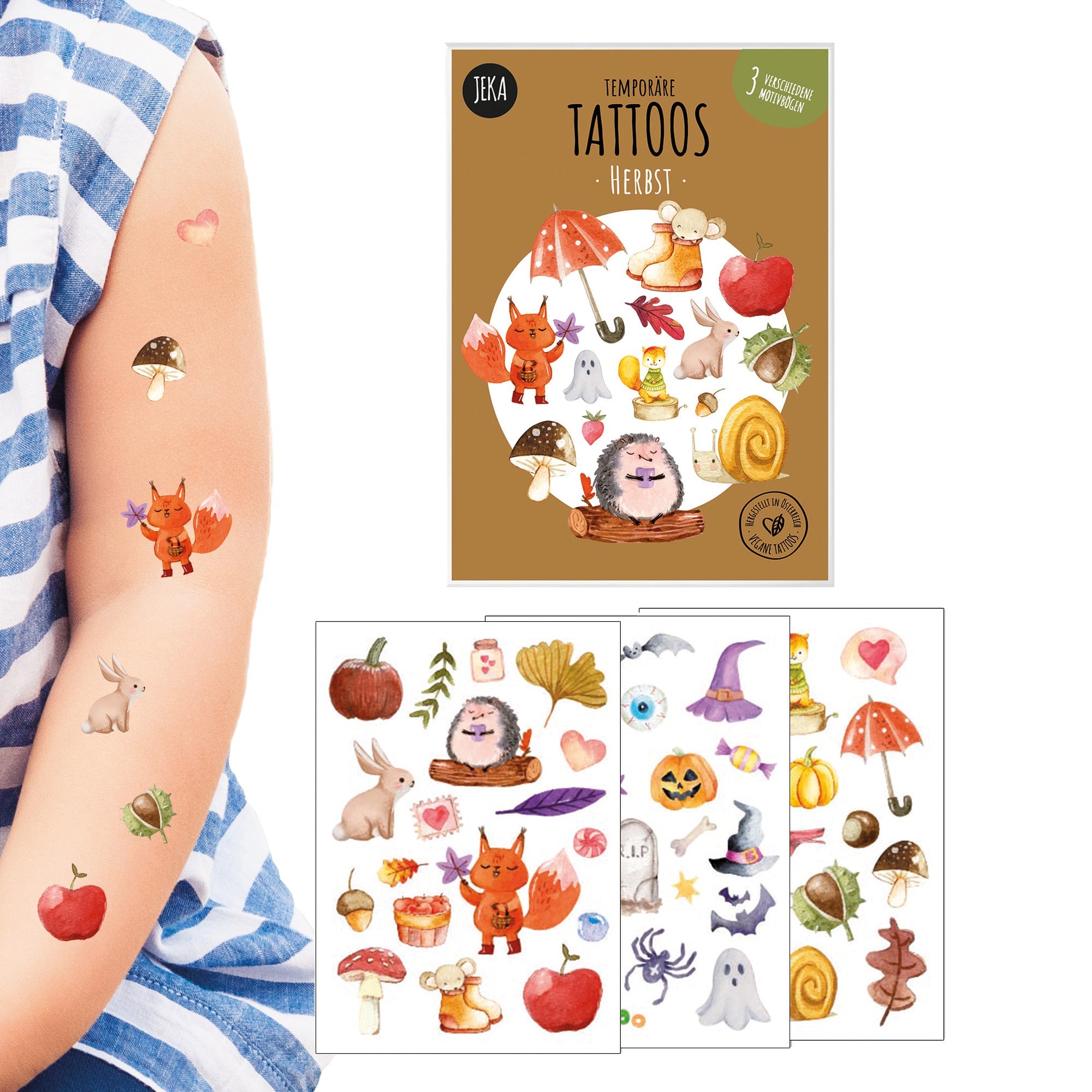 Herbst Kindertattoos - 3 Bögen Jeka - malmichmunt.com