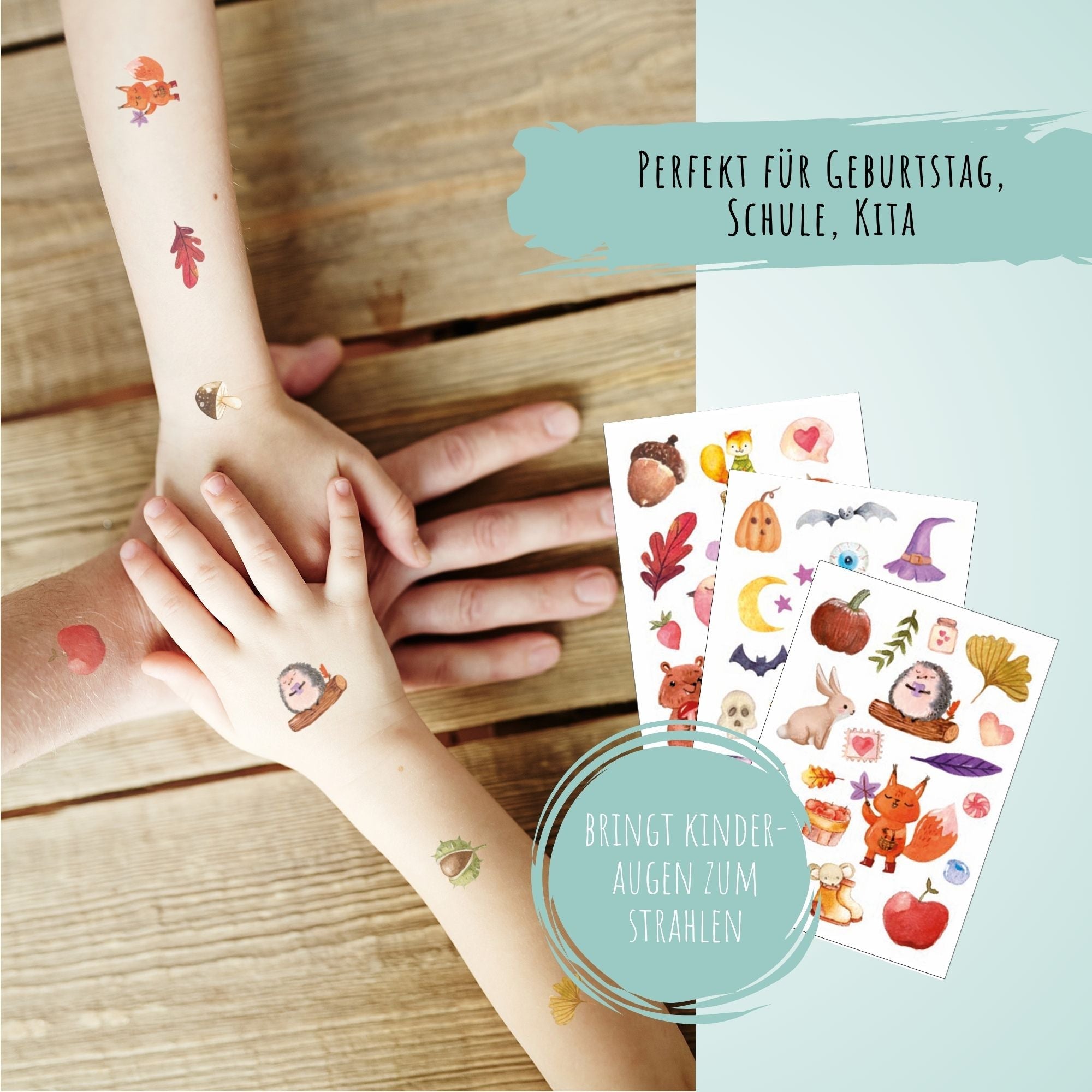 Herbst Kindertattoos - 3 Bögen Jeka - malmichmunt.com
