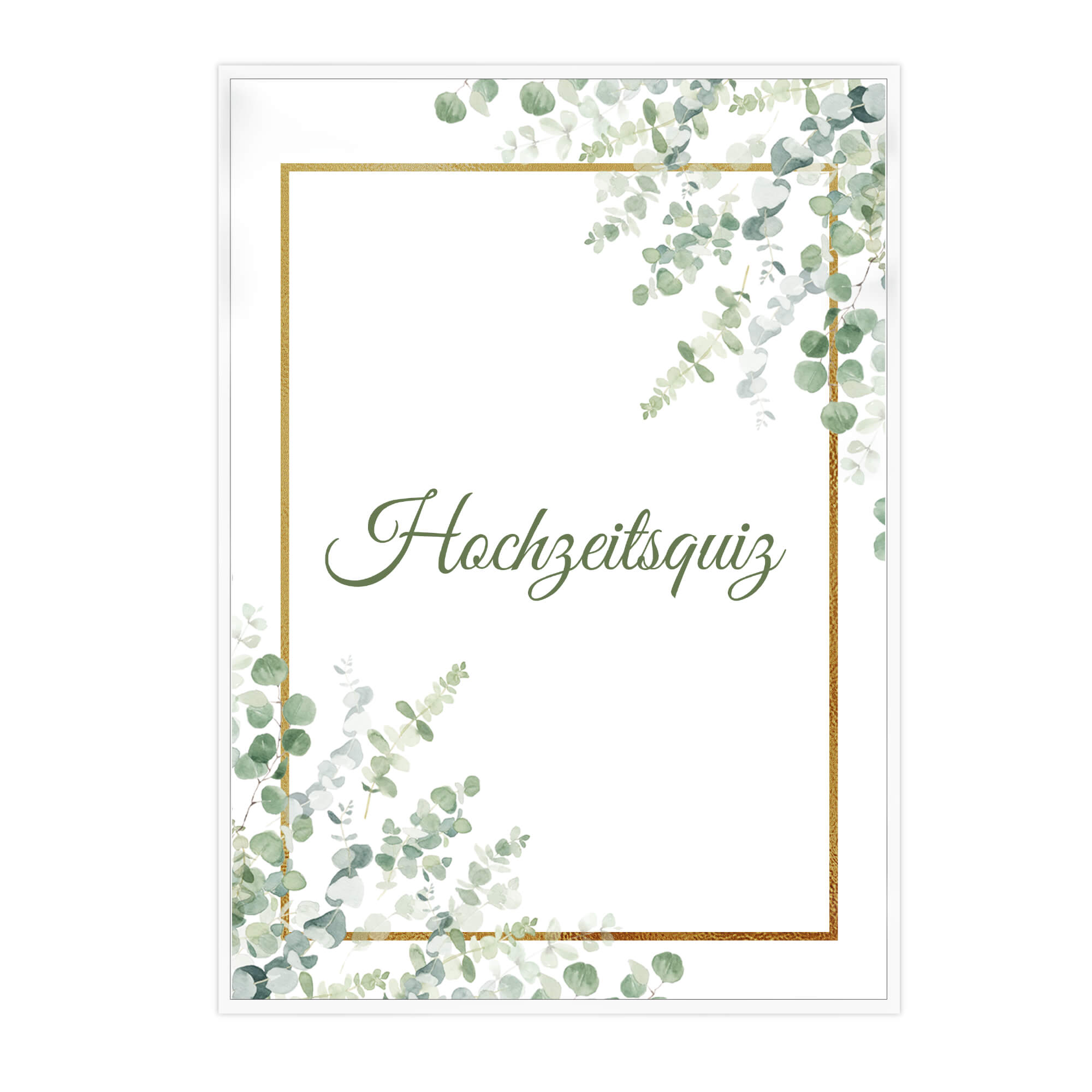 Hochzeitsquiz - Design Grün - Gold Jeka - malmichmunt.com