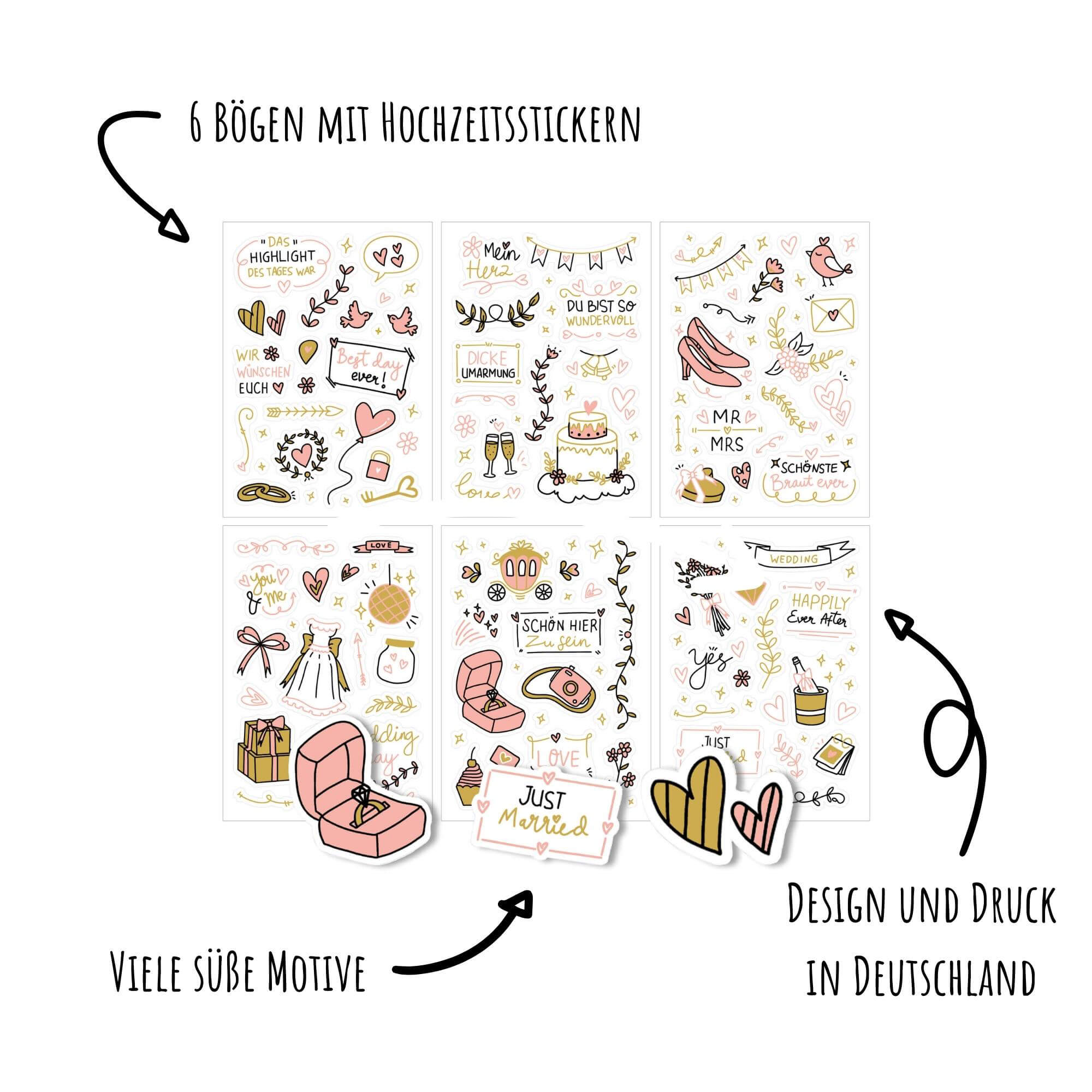 Hochzeitssticker Pink/Gold Jeka - malmichmunt.com