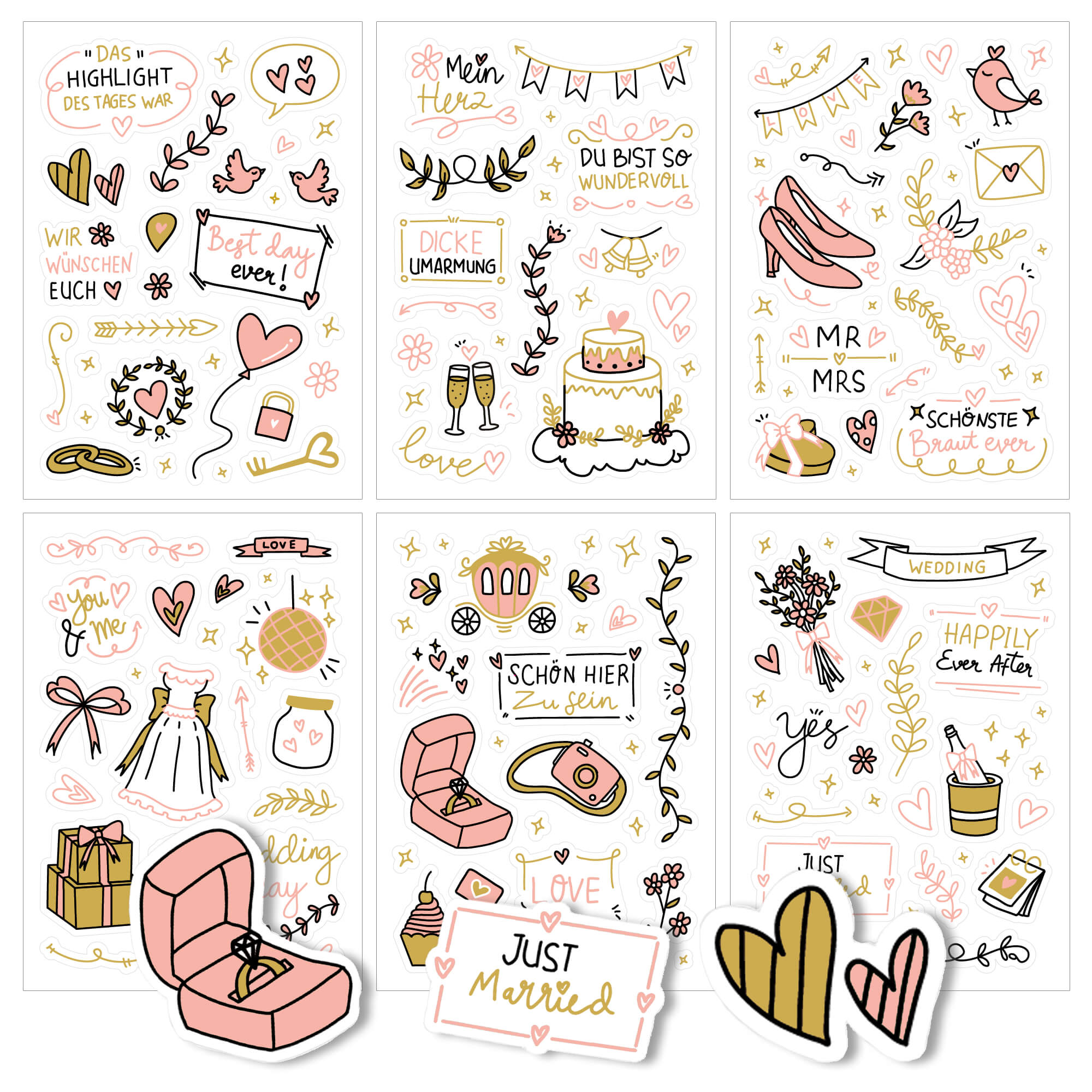 Hochzeitssticker Pink/Gold Jeka - malmichmunt.com