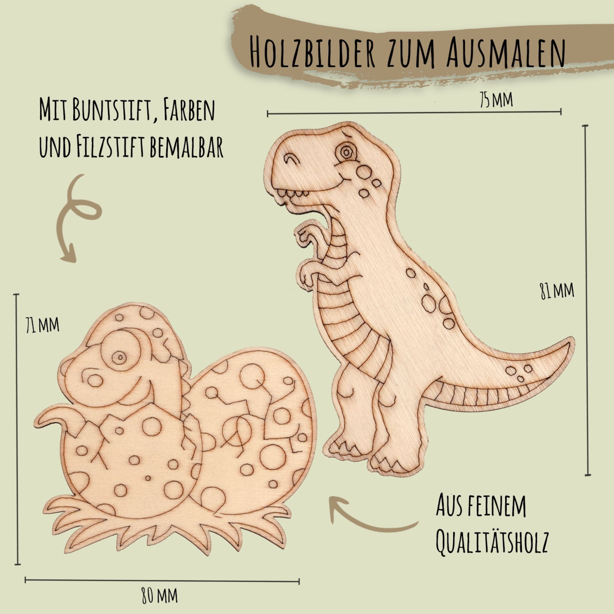 Holzteile zum Bemalen Dino - Mix Jeka - malmichmunt.com