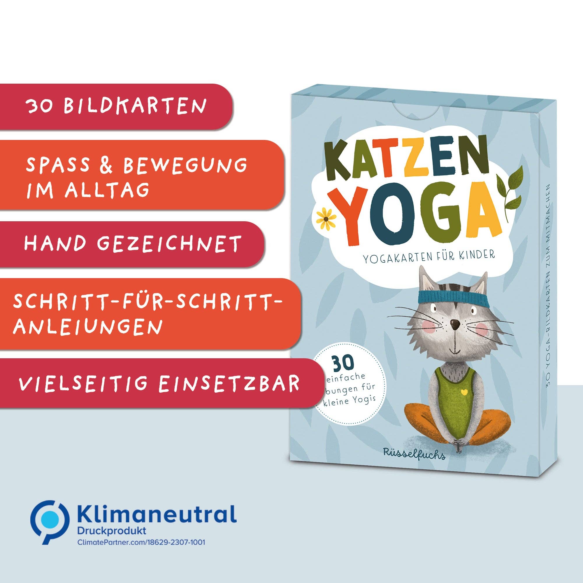 Katzenyoga – Yoga - Karten für Kinder Rüsselfuchs - malmichmunt.com