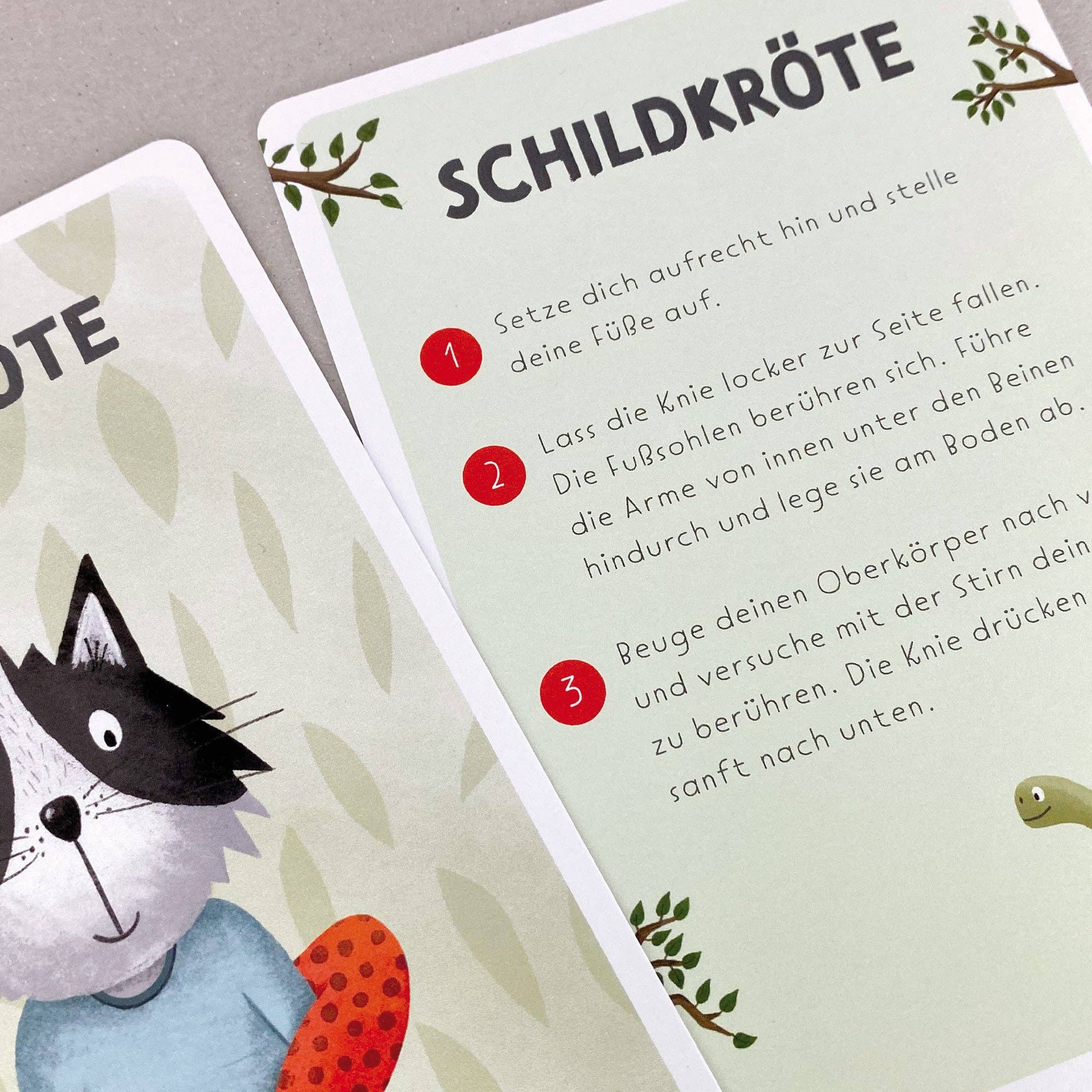 Katzenyoga – Yoga - Karten für Kinder Rüsselfuchs - malmichmunt.com