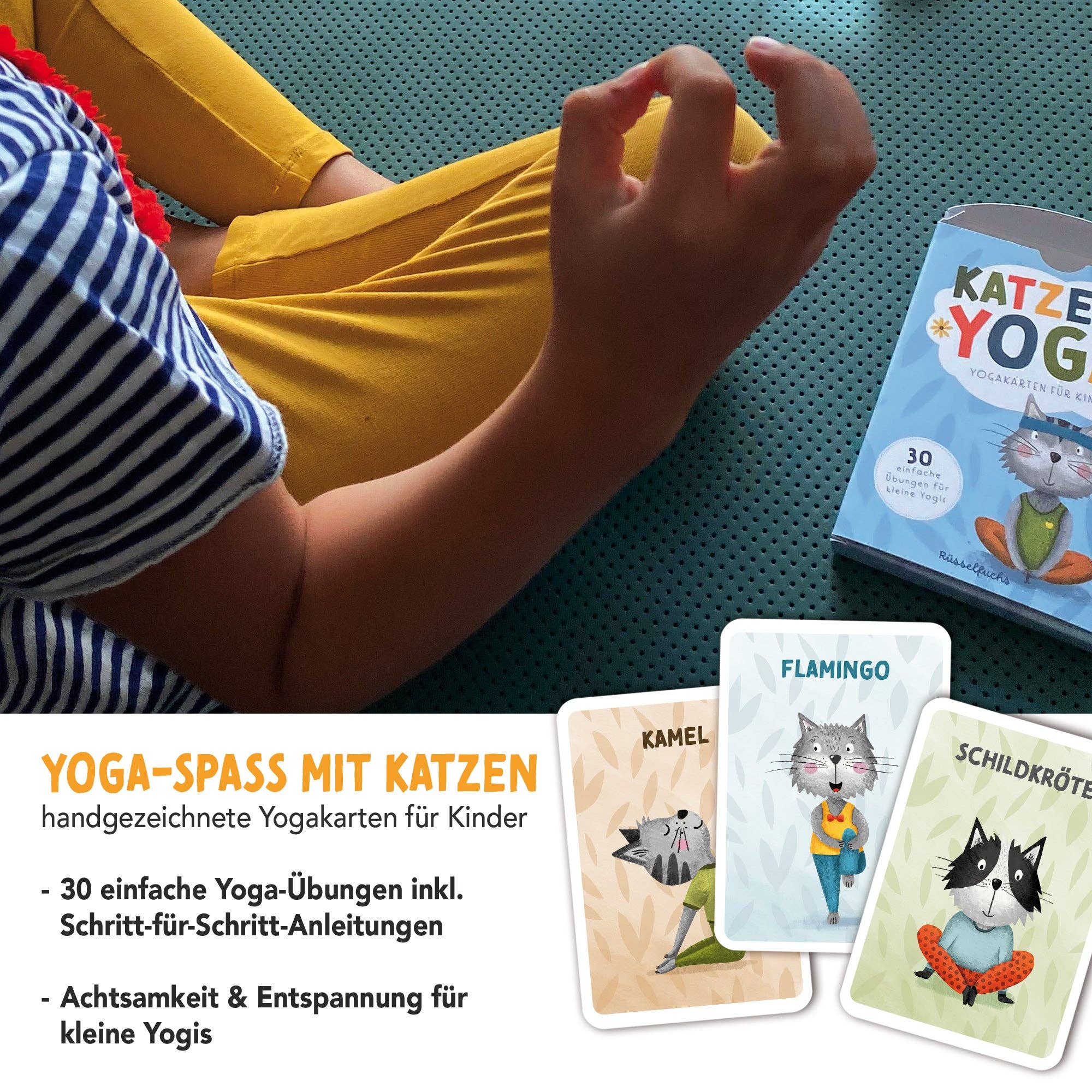 Katzenyoga – Yoga - Karten für Kinder Rüsselfuchs - malmichmunt.com