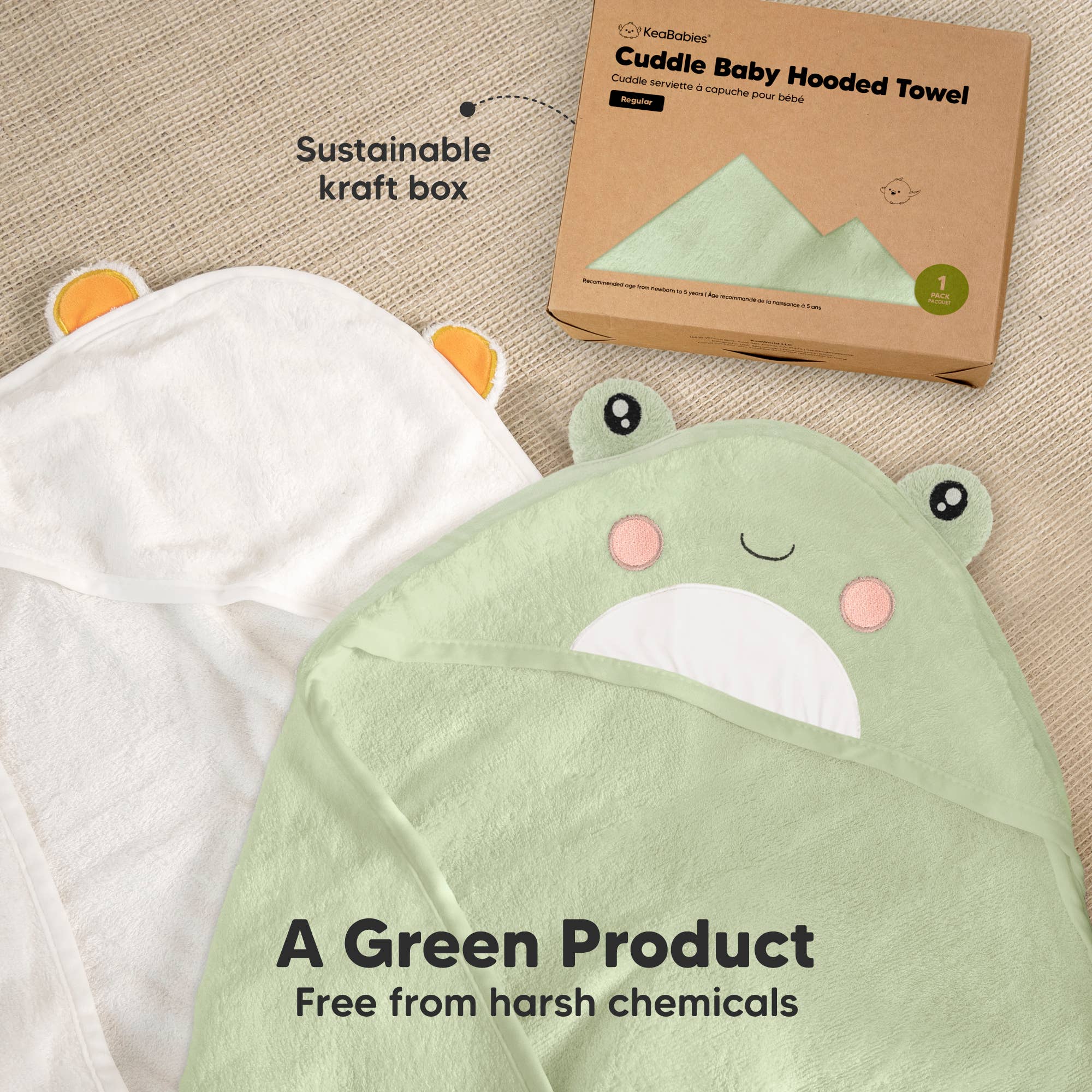 KeaBabies Kuschel-Baby Kapuzenhandtuch: Frosch KeaBabies - malmichmunt.com