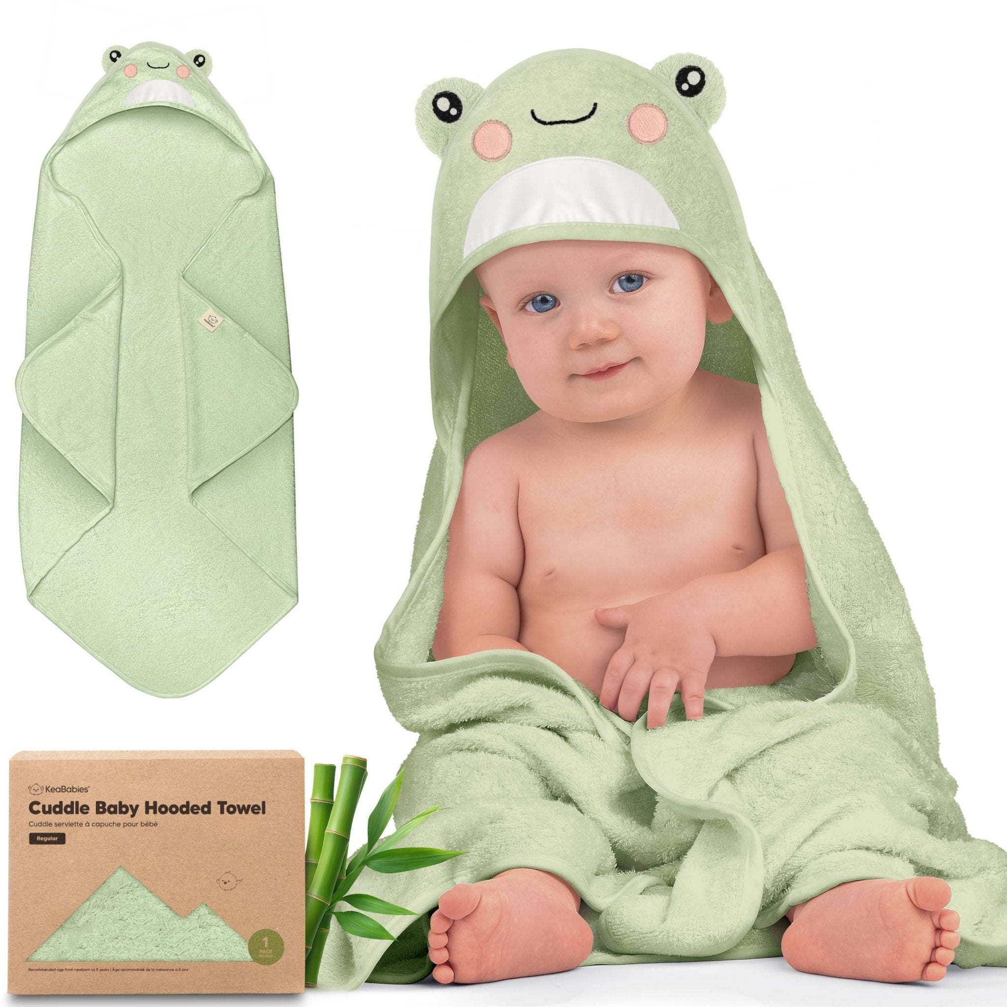 KeaBabies Kuschel-Baby Kapuzenhandtuch: Frosch KeaBabies - malmichmunt.com