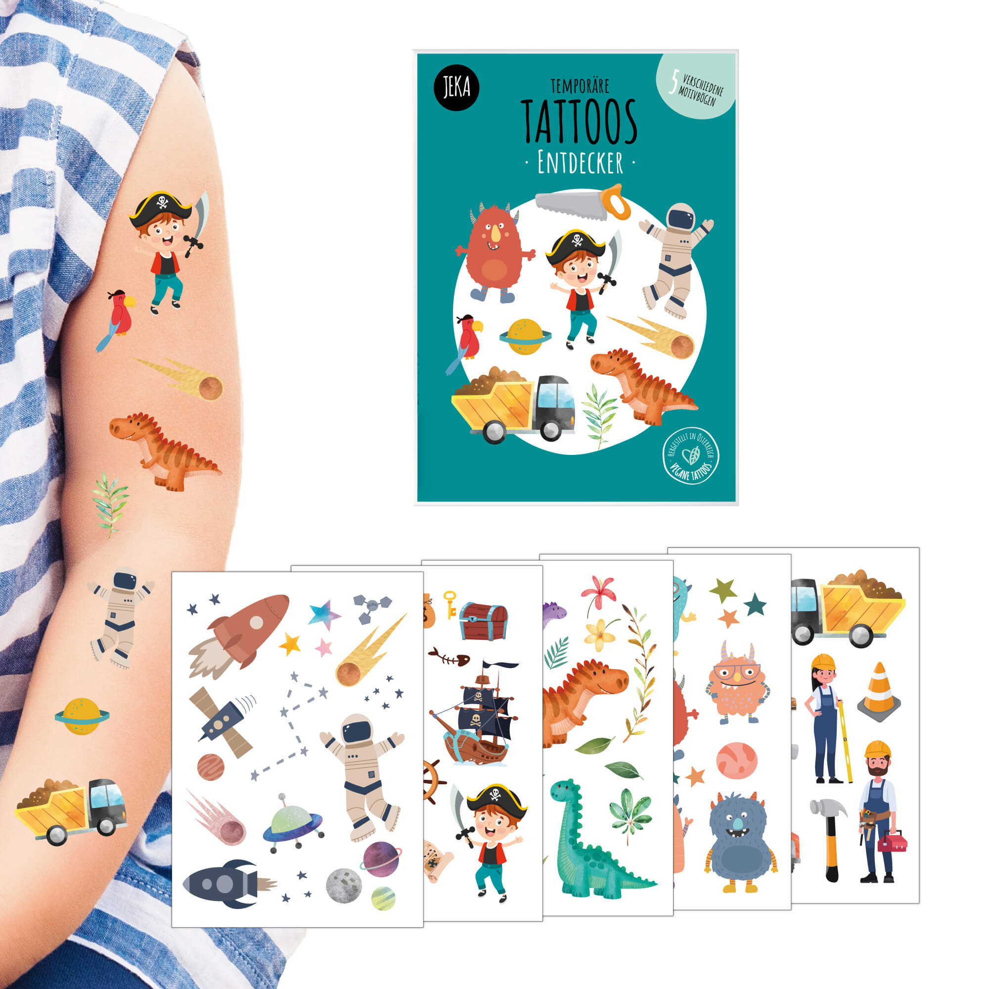 Kindertattoo - Set Entdecker Jeka - malmichmunt.com