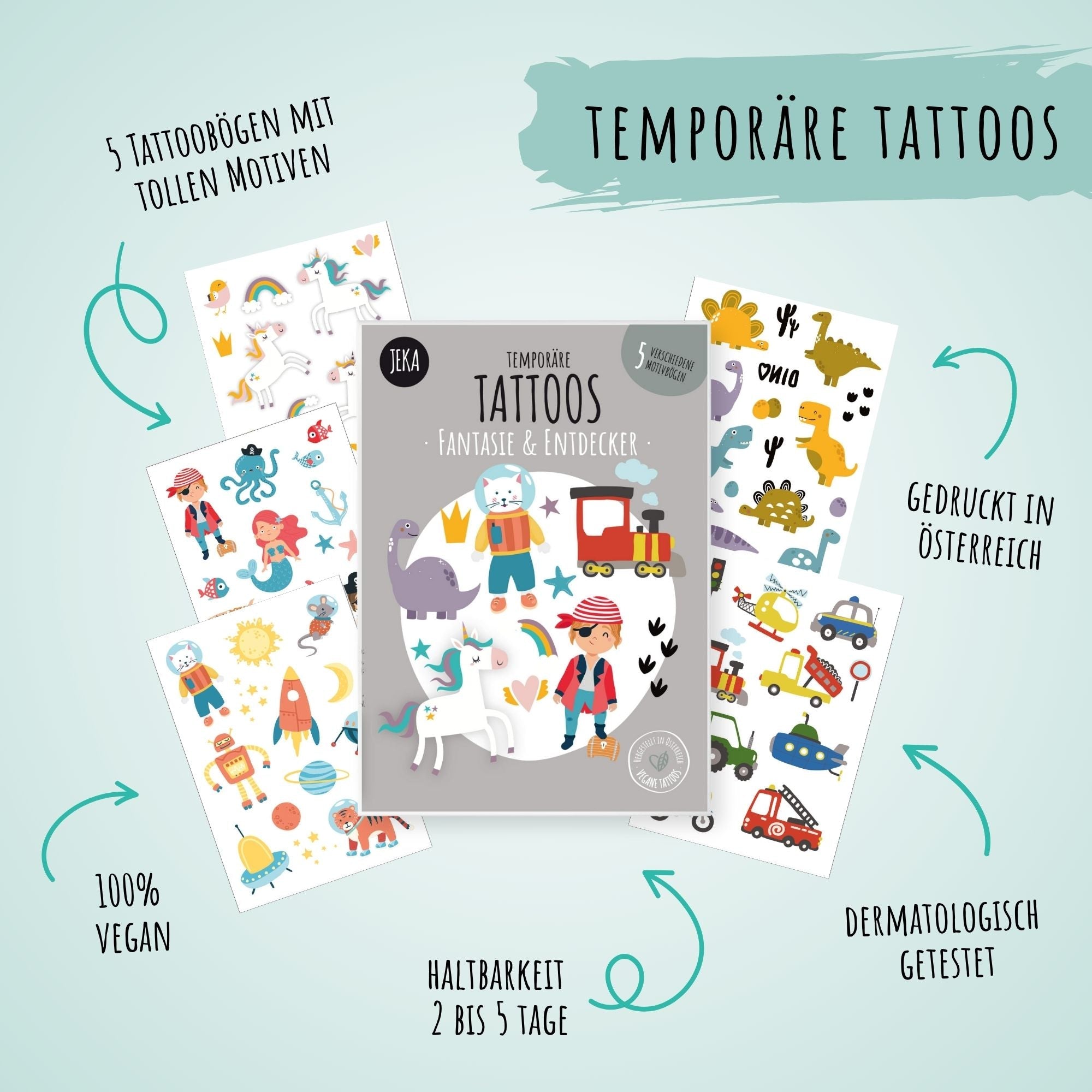 Kindertattoo - Set Fantasie & Entdecker Jeka - malmichmunt.com