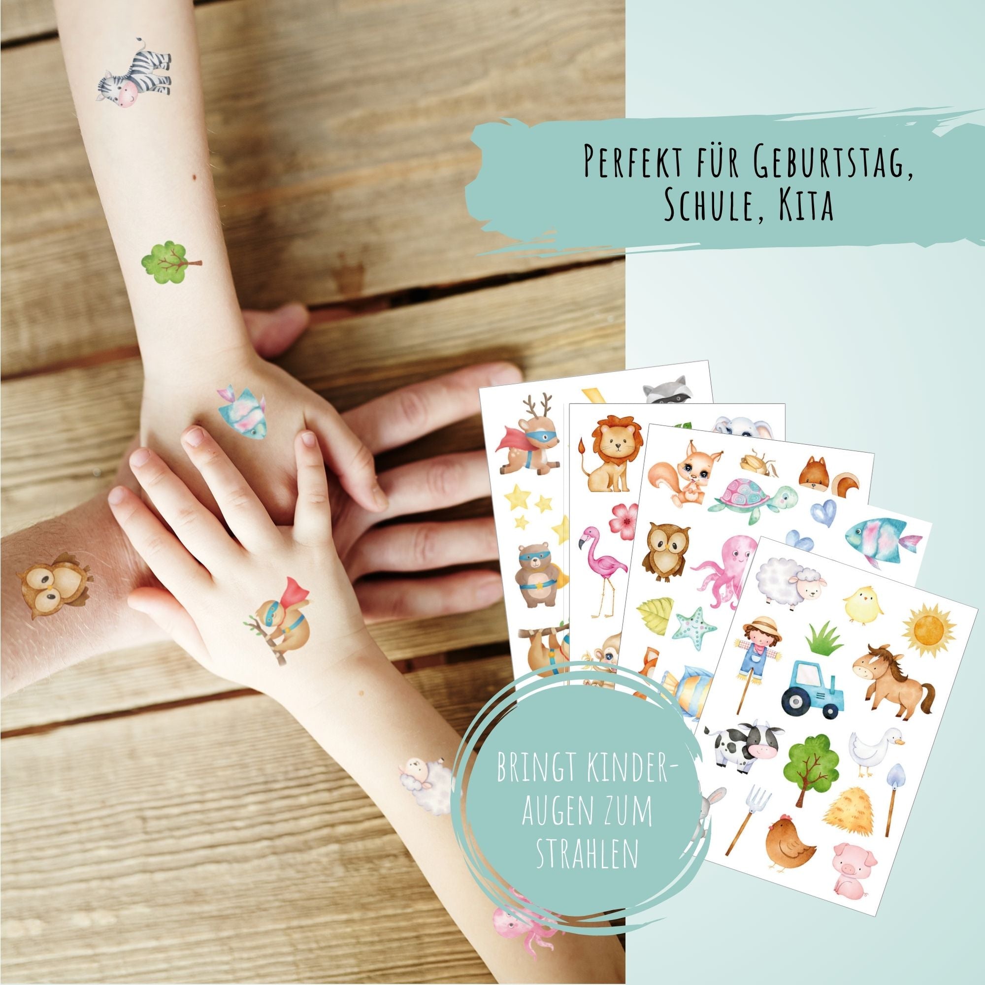 Kindertattoo - Set Tiere Jeka - malmichmunt.com