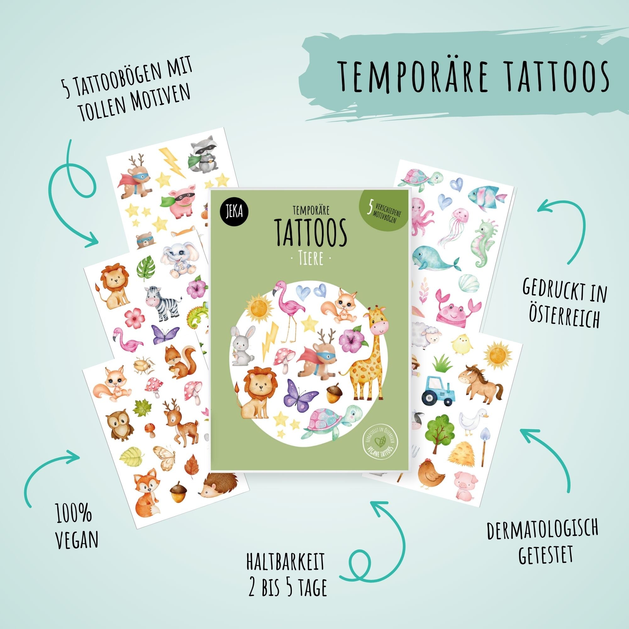 Kindertattoo - Set Tiere Jeka - malmichmunt.com