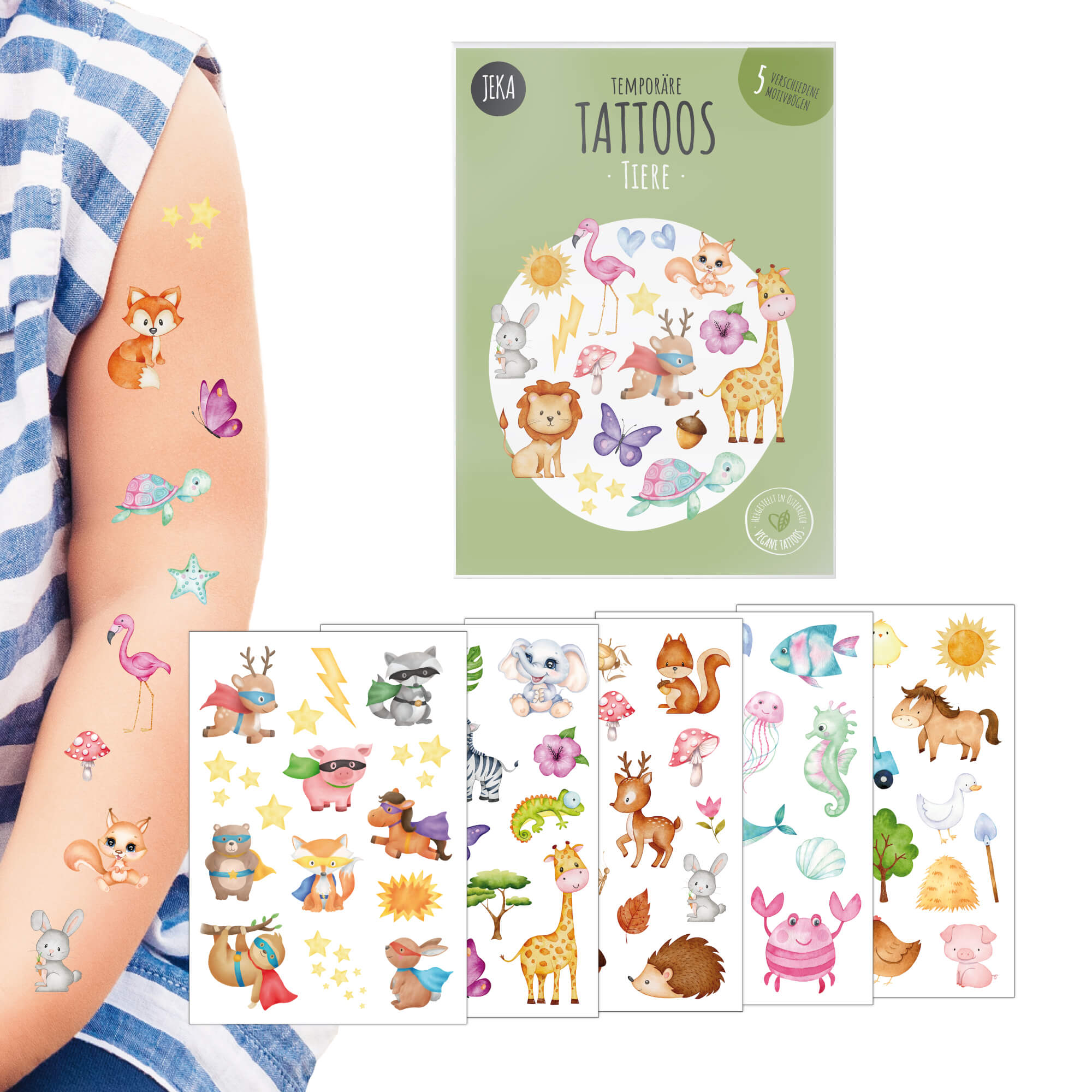 Kindertattoo - Set Tiere Jeka - malmichmunt.com