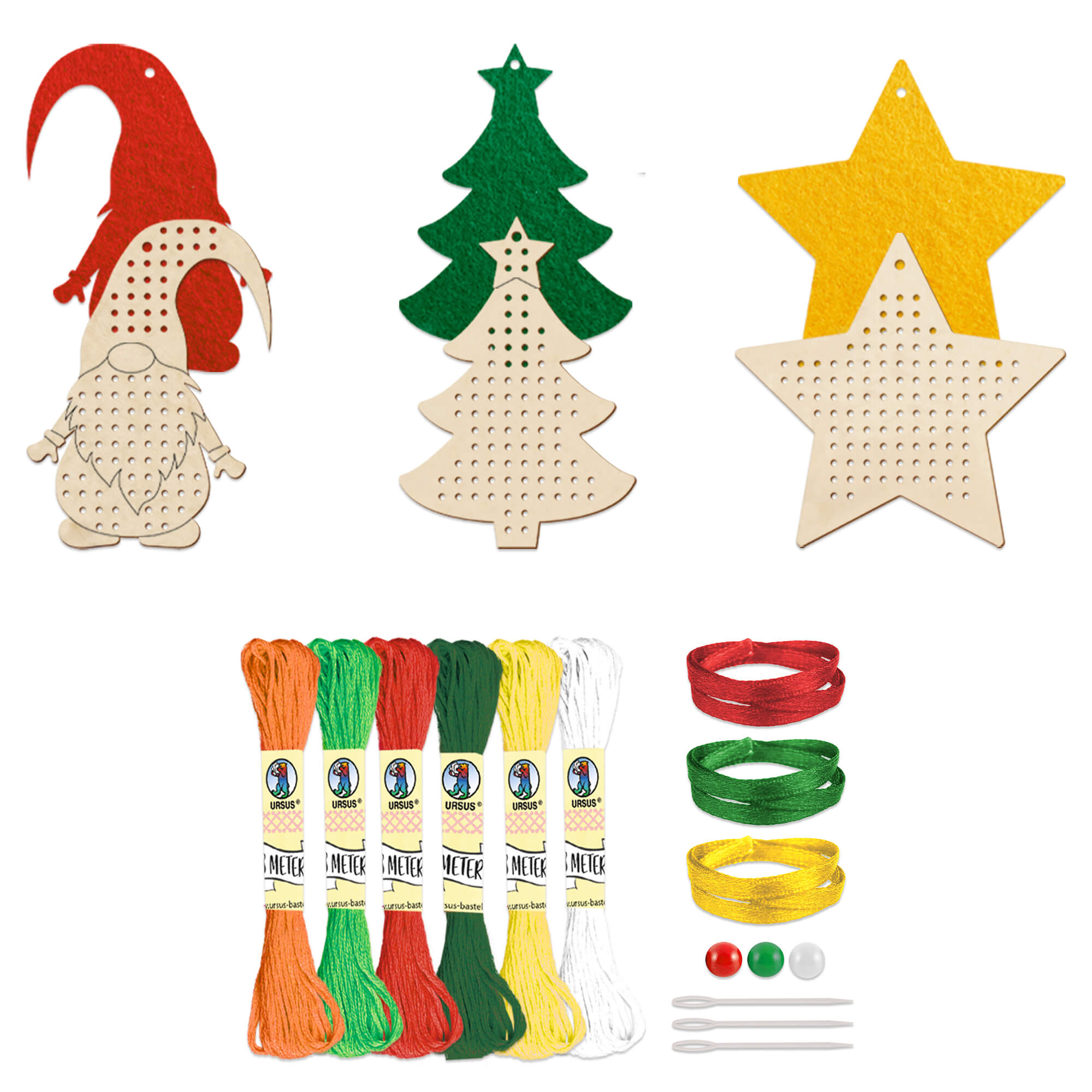 Kreuzstich - Holzanhänger Weihnachten Ursus - malmichmunt.com