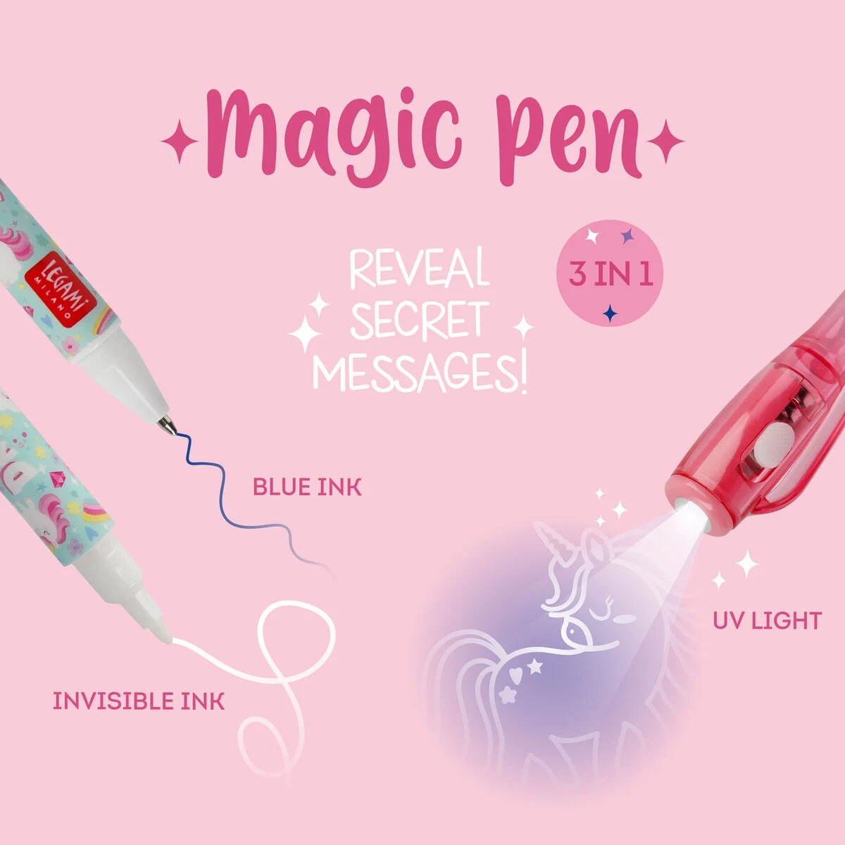 Legami Magic Pen - Stift mit Unsichtbarer Tinte Einhorn Legami - malmichmunt.com