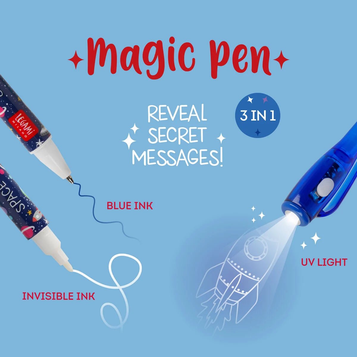 Legami Magic Pen - Stift mit Unsichtbarer Tinte Weltraum Legami - malmichmunt.com