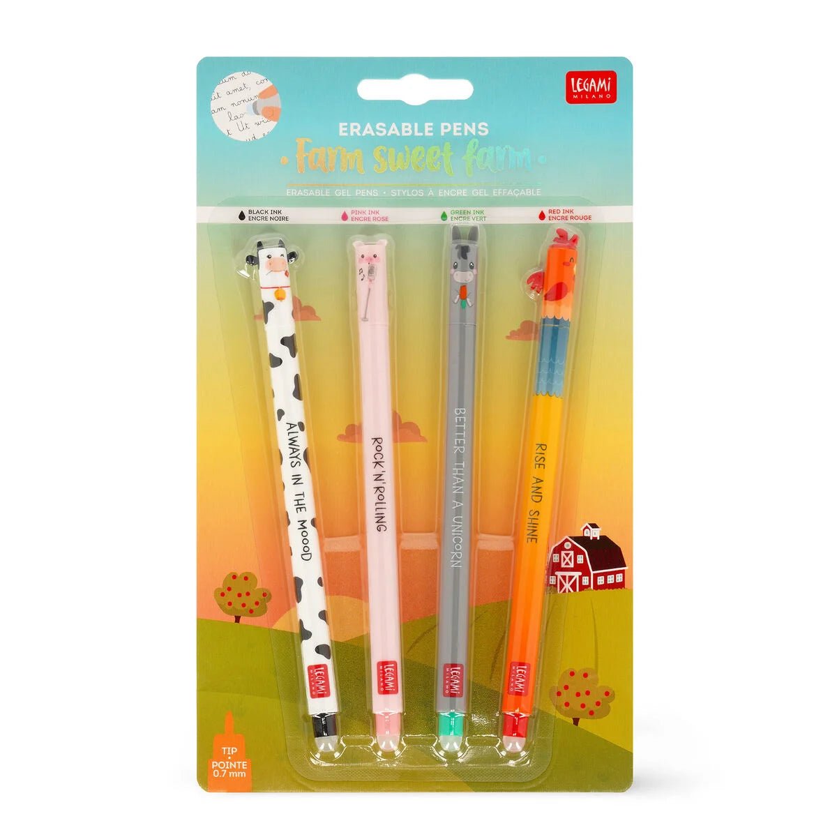 Legami Set Farm mit 4 Löschbaren Gelstiften Legami - malmichmunt.com