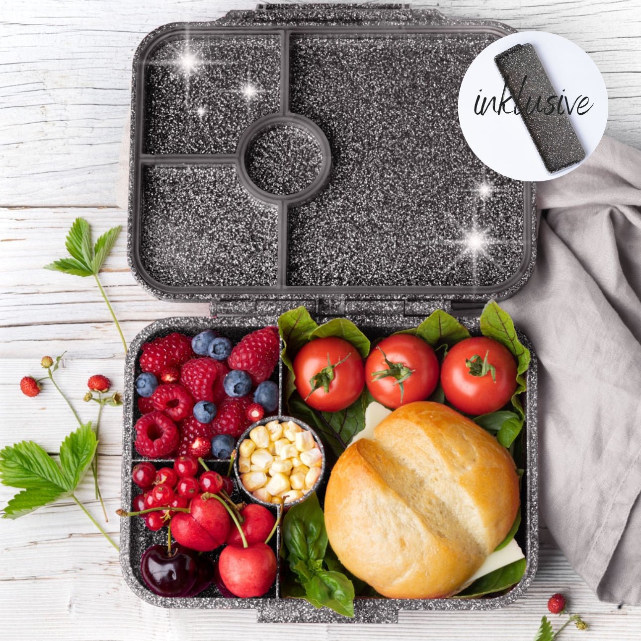 Lekkabox® Brotdose Glamour Glitzer Grau Lekkabox - malmichmunt.com