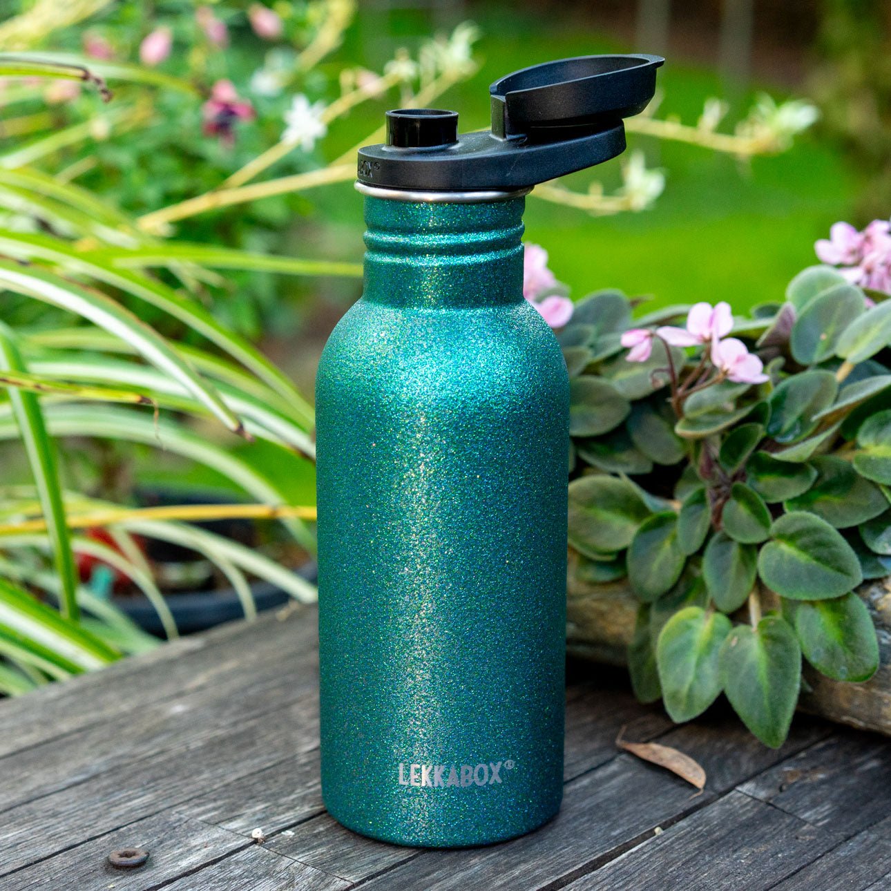 LEKKABOX® Go Glitzer - Trinkflasche – Aqua 500ml Lekkabox - malmichmunt.com