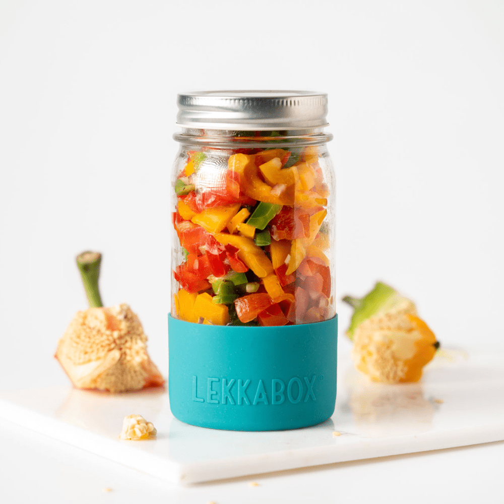 LEKKABOX® Meal Prep Glas mit Bumper, 500ml - Ocean Lekkabox - malmichmunt.com