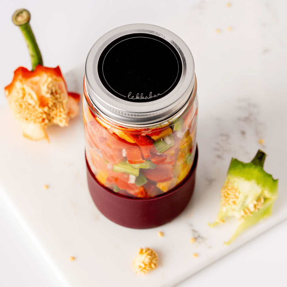 LEKKABOX® Meal Prep Glas mit Bumper, 500ml - Plum Lekkabox - malmichmunt.com