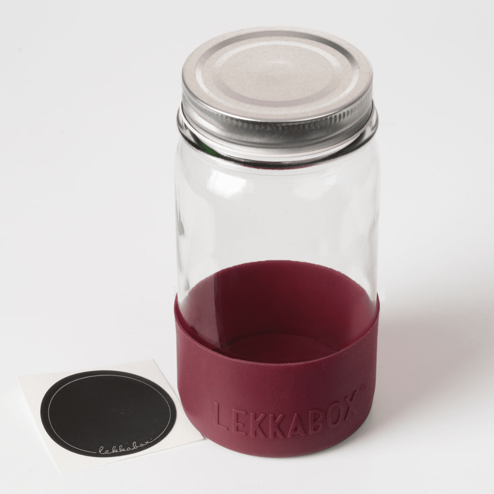 LEKKABOX® Meal Prep Glas mit Bumper, 500ml - Plum Lekkabox - malmichmunt.com