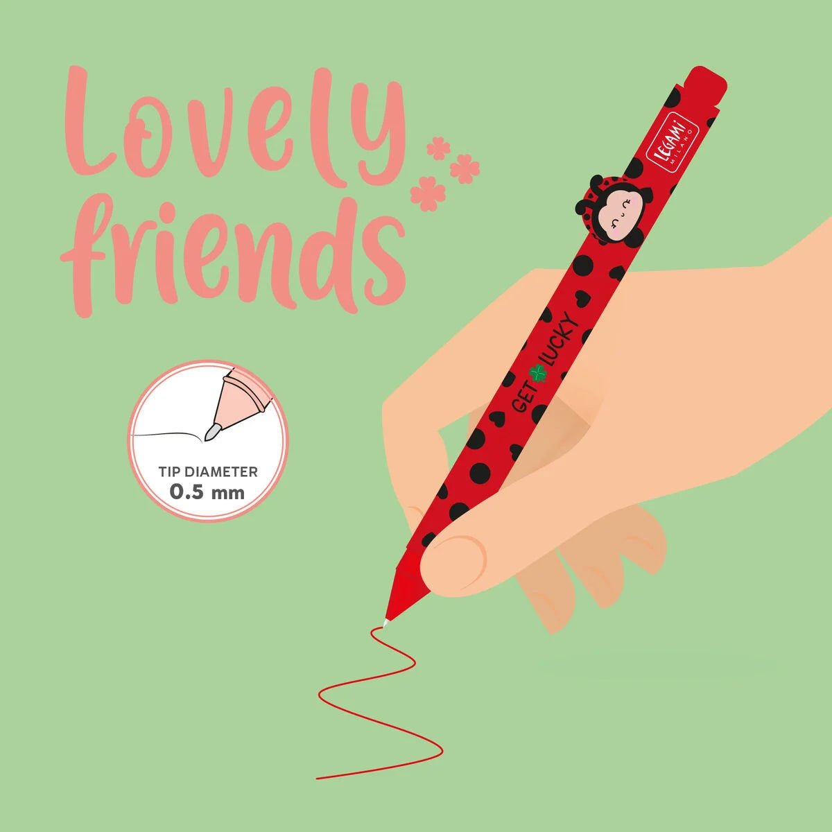 Lovely Friends - Marienkäfer Gelstift mit Deko - Tierchen Legami - malmichmunt.com