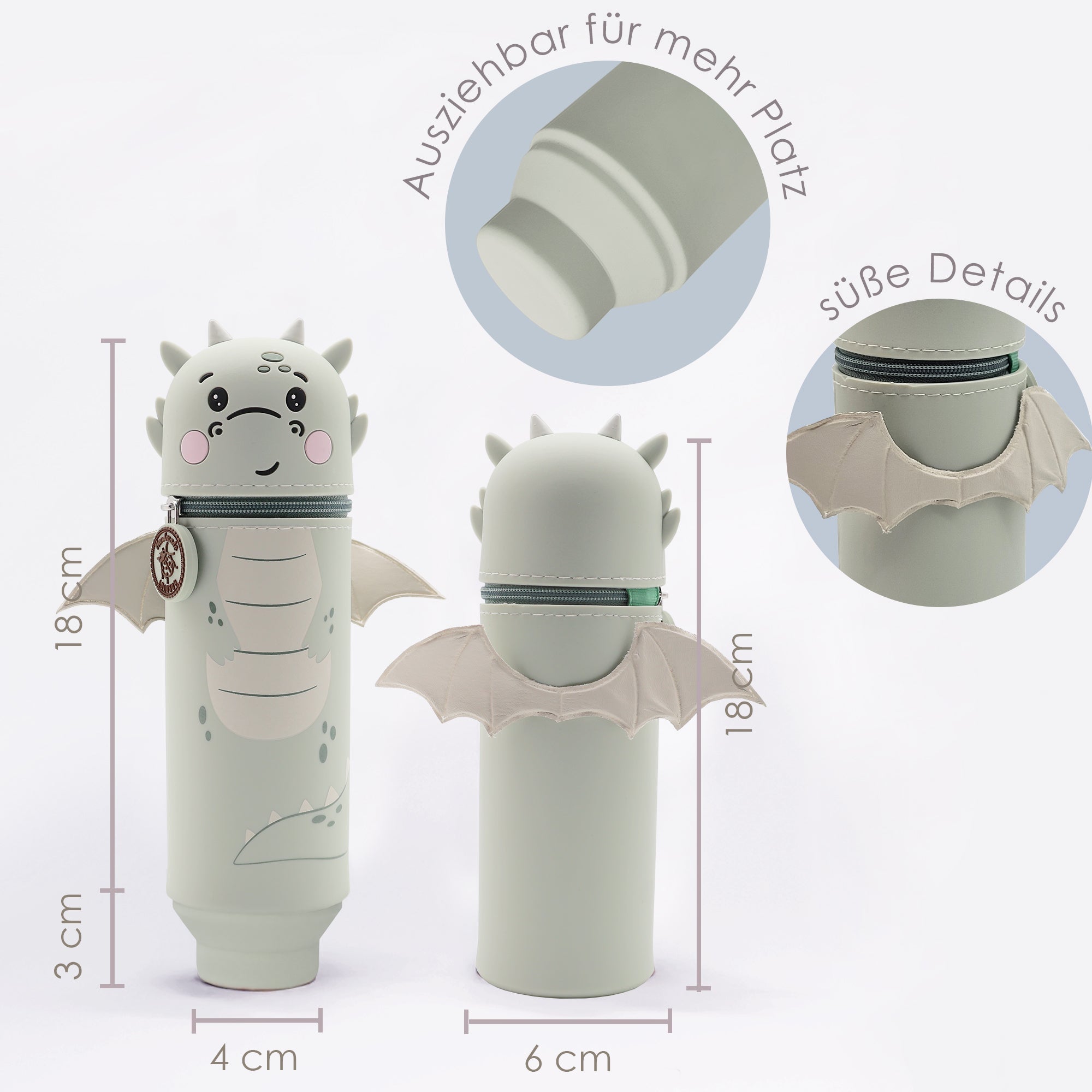Lulubug lustiges Federmäppchen aus Silikon - Drache "Liu" Bell Trade - malmichmunt.com