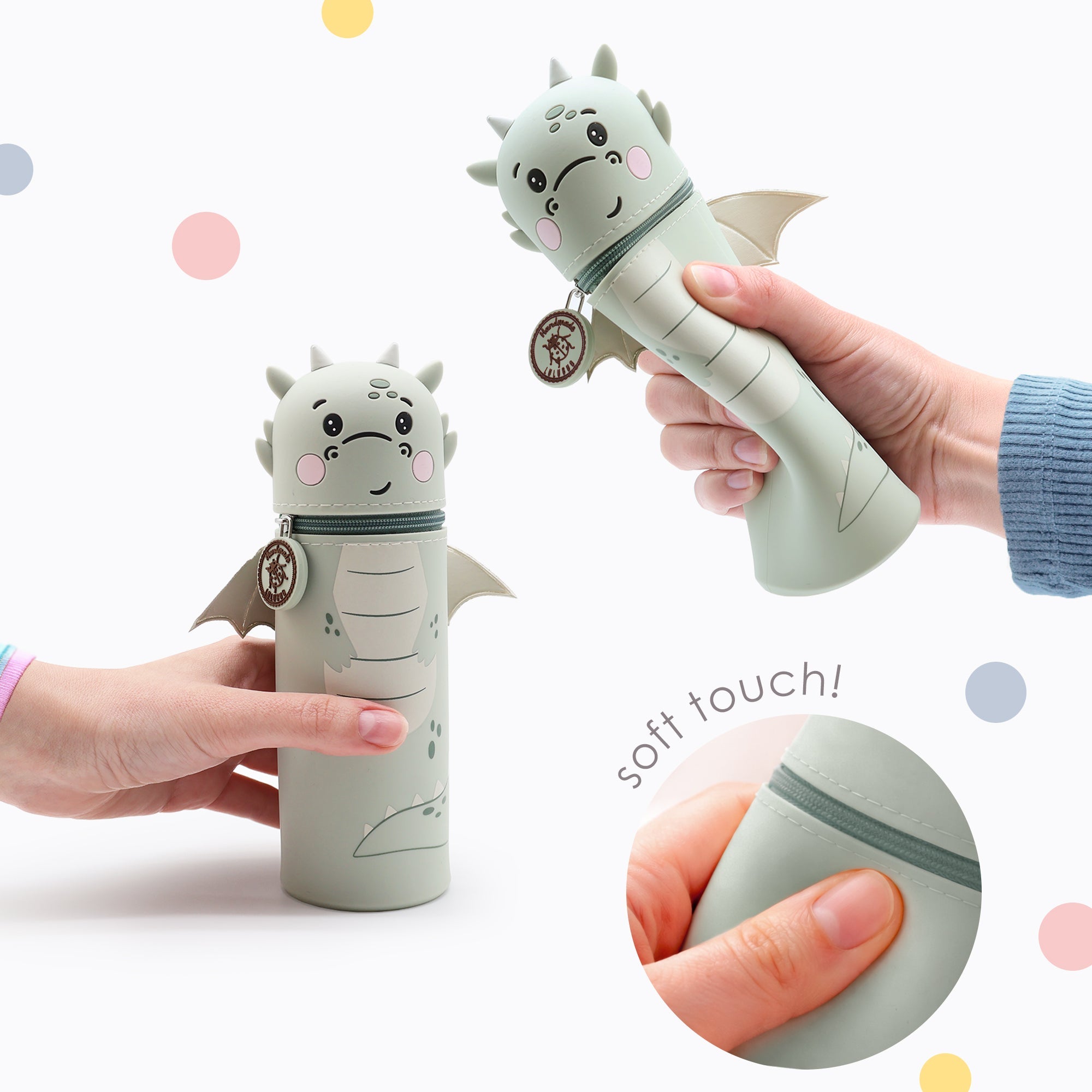 Lulubug lustiges Federmäppchen aus Silikon - Drache "Liu" Bell Trade - malmichmunt.com