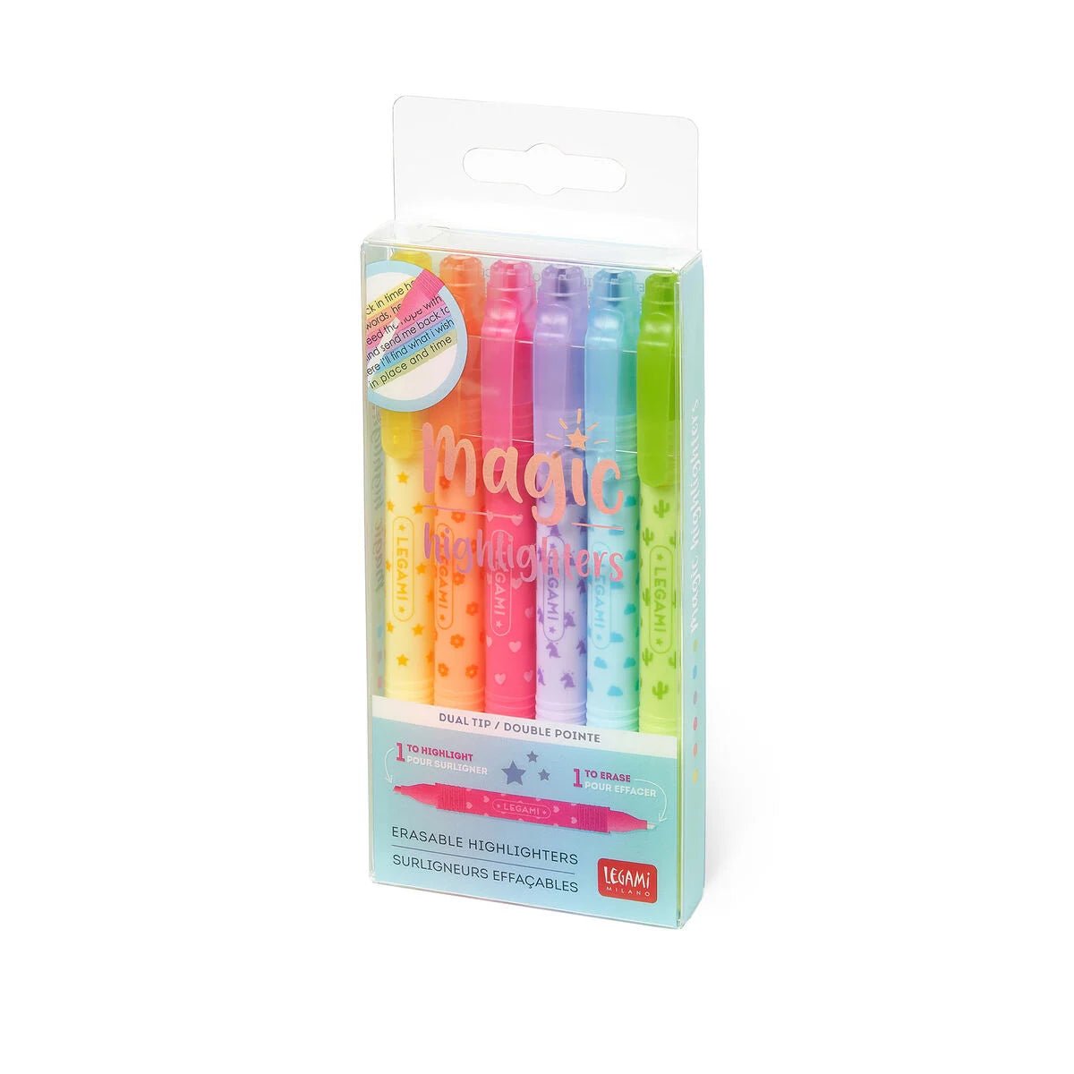 Magic Highlighters - Set mit 6 löschbaren Textmarkern Legami - malmichmunt.com