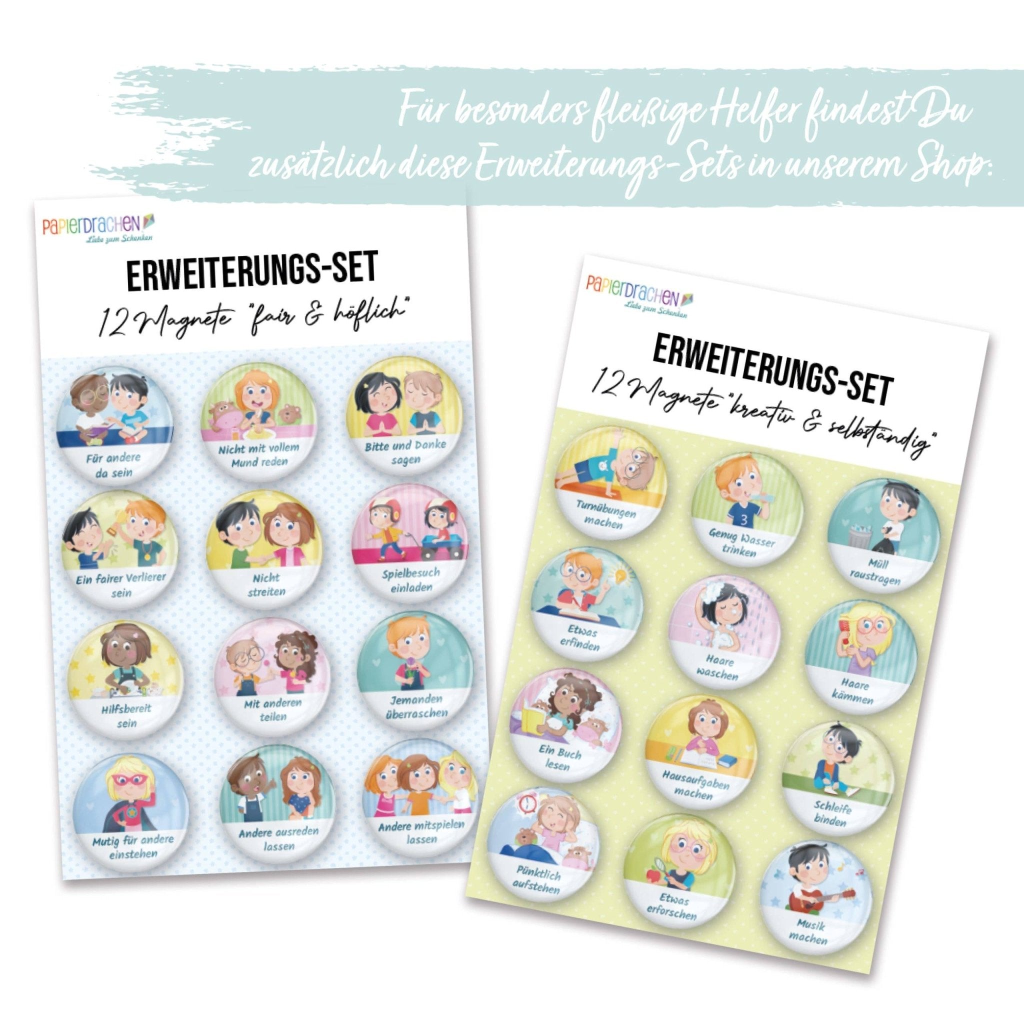 Magnet - Erweiterungs - Set "Kleine Helfer" Papierdrachen - malmichmunt.com
