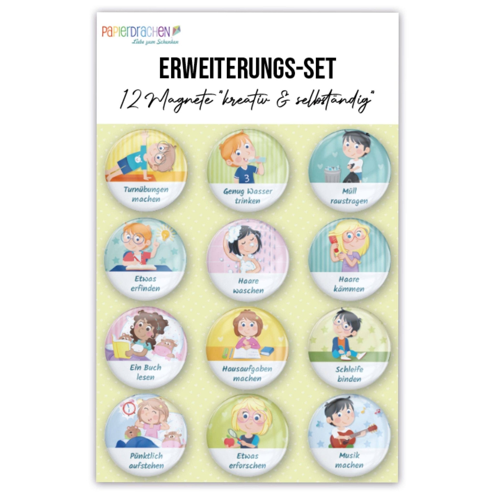 Magnet - Erweiterungs - Set "Kreativ & Selbstständig" Papierdrachen - malmichmunt.com