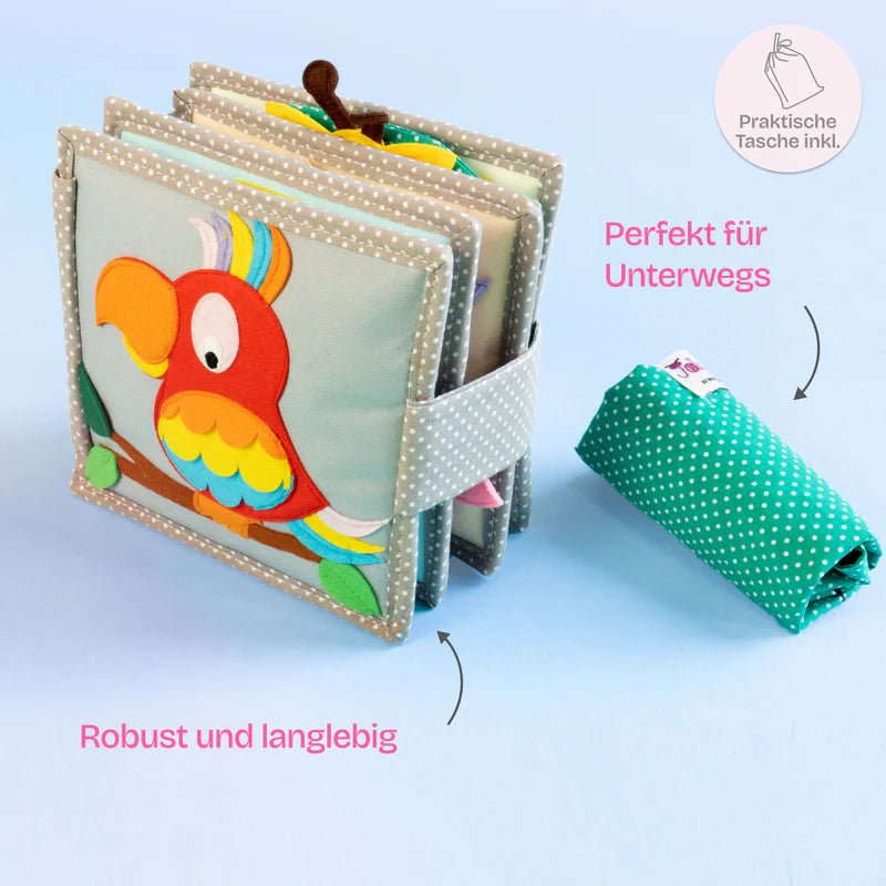 Mini Quiet Book "Schillernder Papagei" Jolly Designs - malmichmunt.com