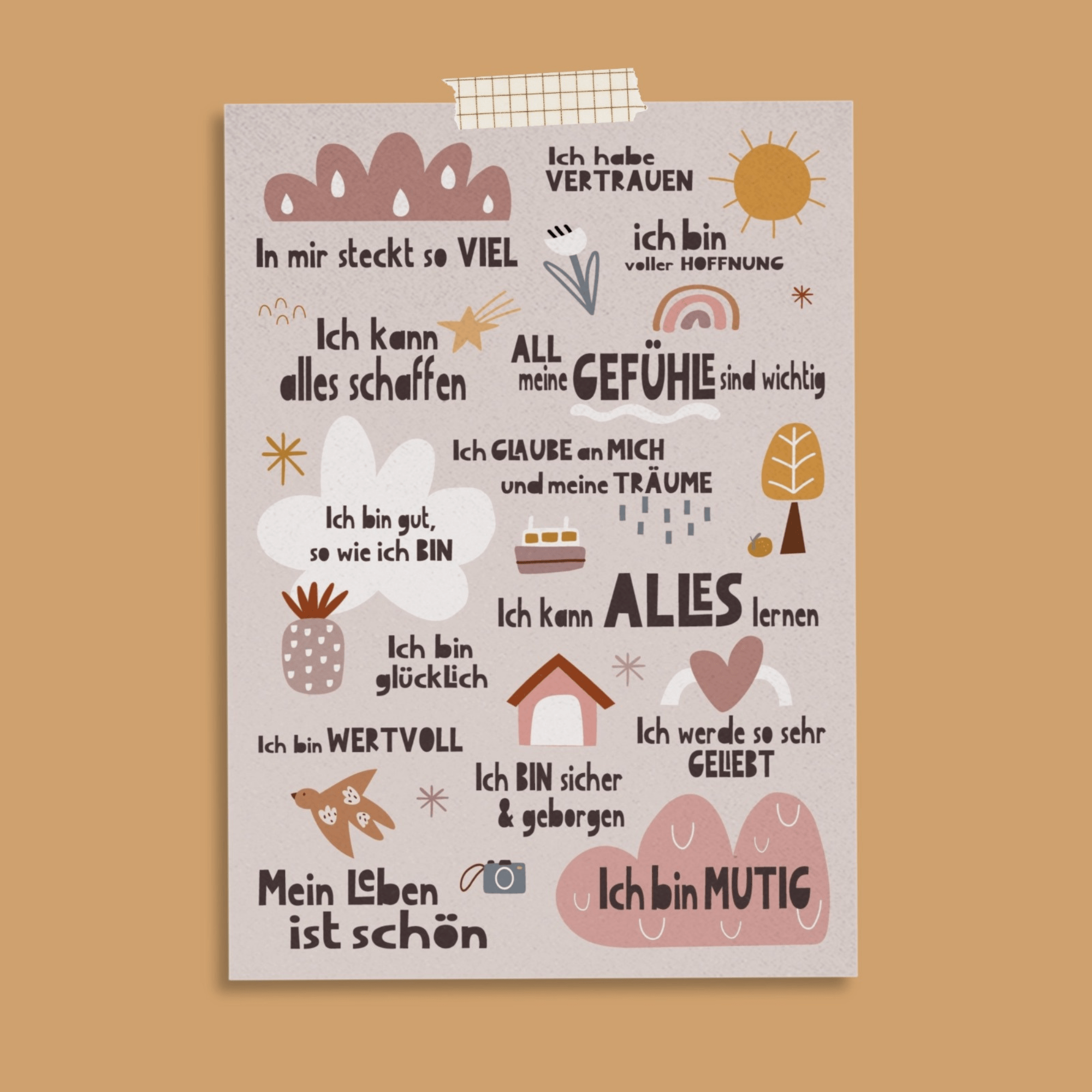 Modern Kids Art - A6 Affirmationskarte "Peaceful World" für Kinder und Jugendliche Modern Kids Art - malmichmunt.com
