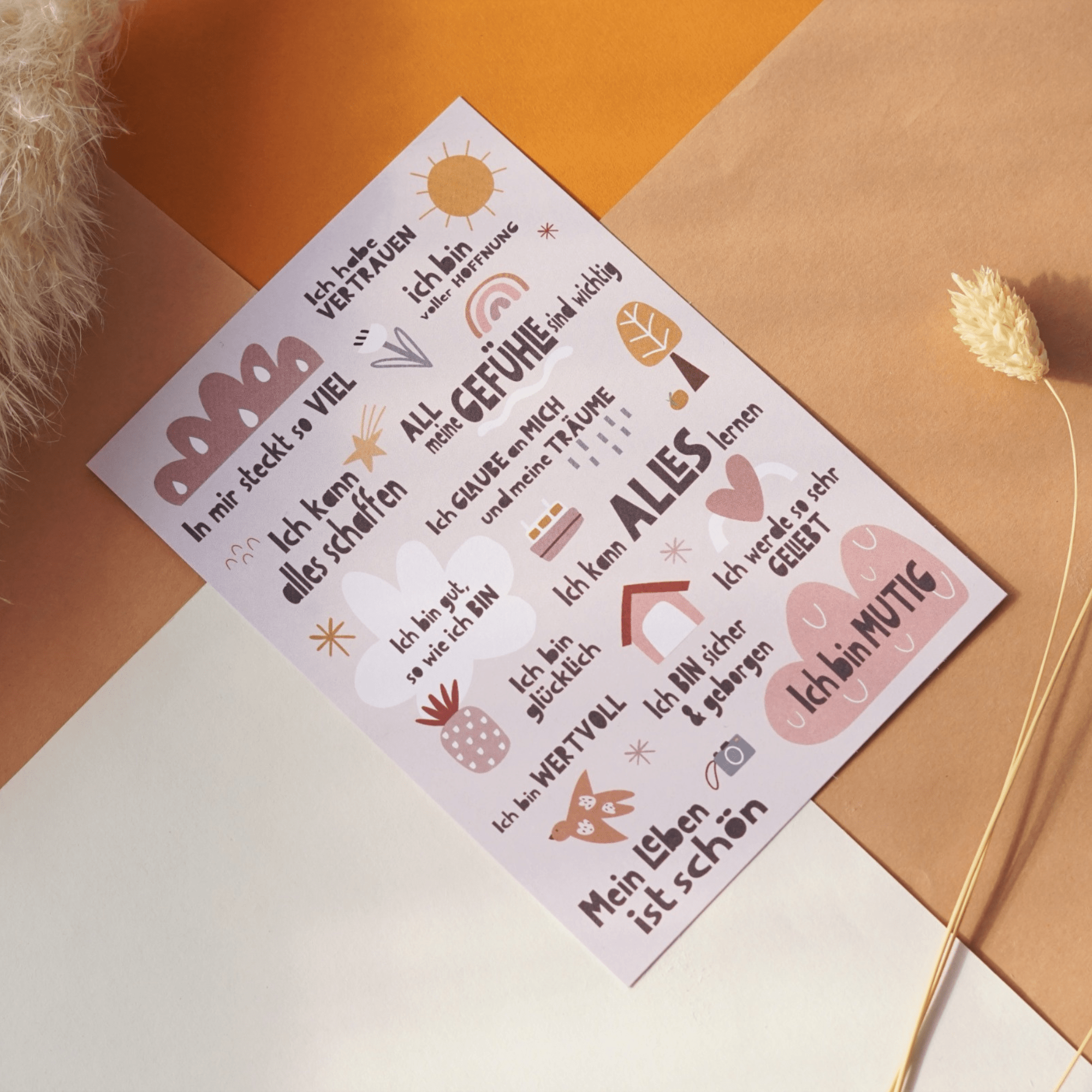 Modern Kids Art - A6 Affirmationskarte "Peaceful World" für Kinder und Jugendliche Modern Kids Art - malmichmunt.com