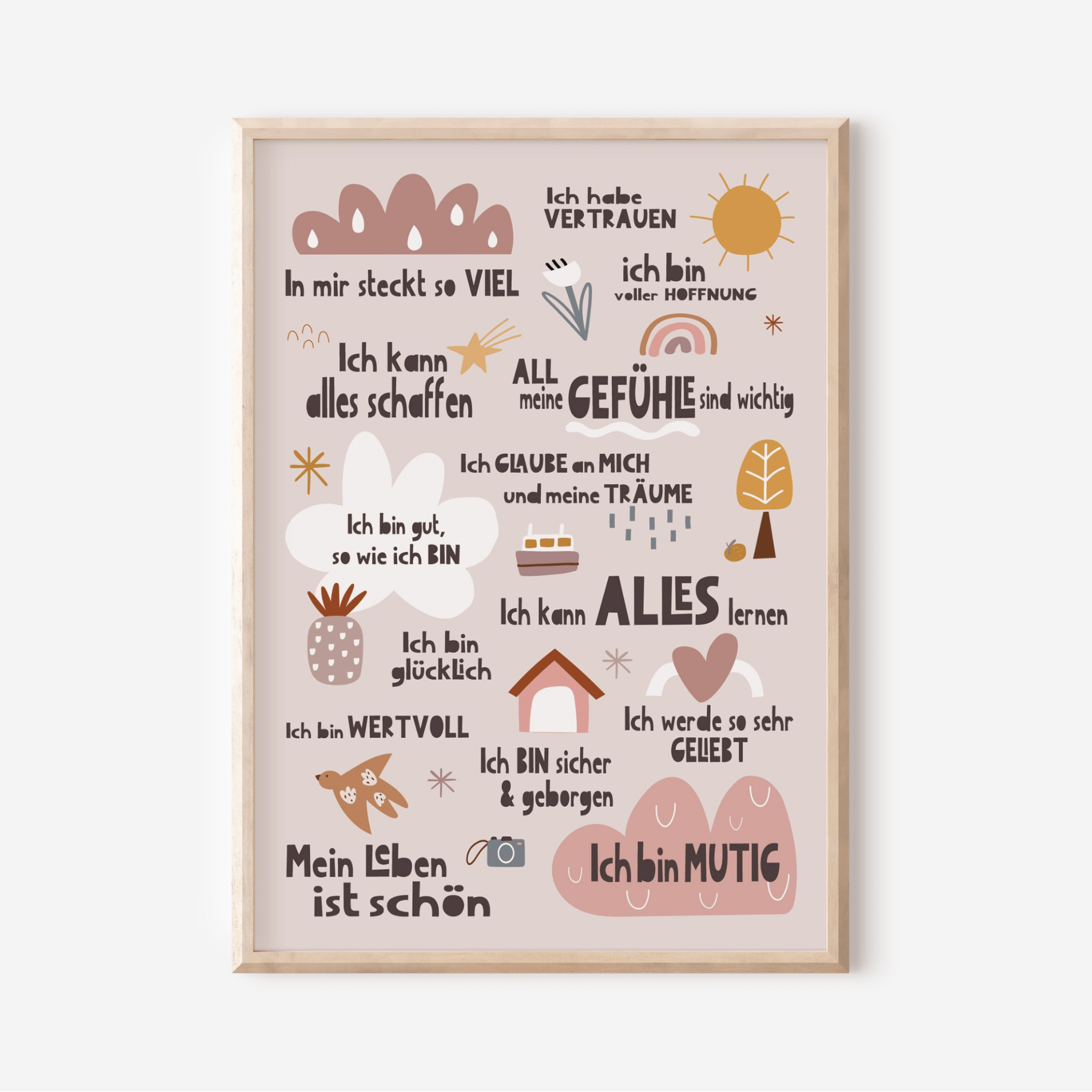 Modern Kids Art - Poster Affirmationen Peaceful World Modern Kids Art - malmichmunt.com