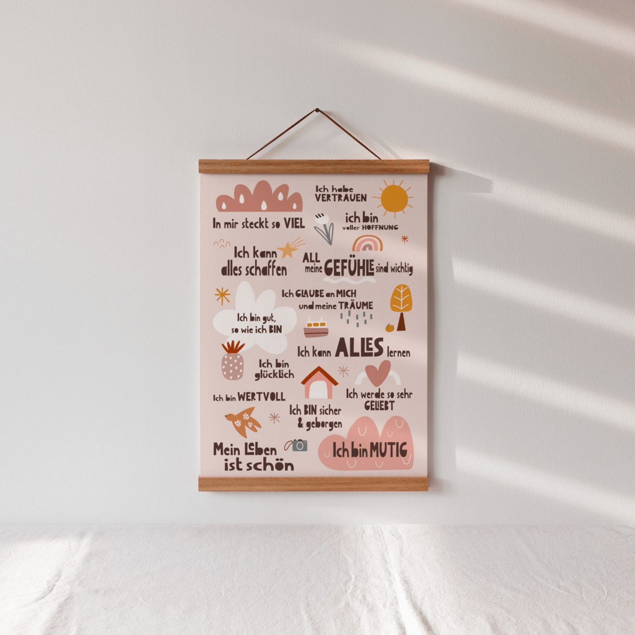 Modern Kids Art - Poster Affirmationen Peaceful World Modern Kids Art - malmichmunt.com