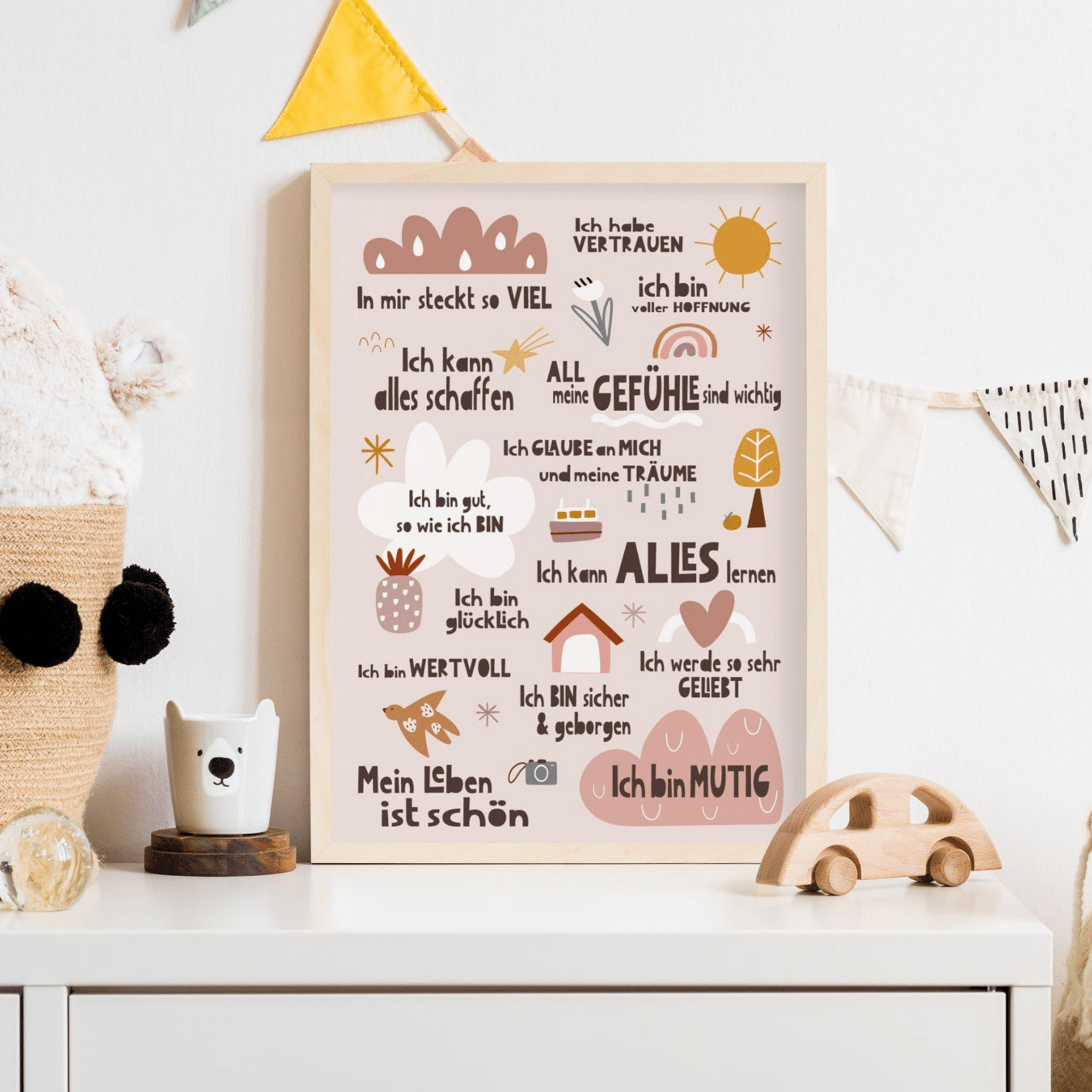 Modern Kids Art - Poster Affirmationen Peaceful World Modern Kids Art - malmichmunt.com