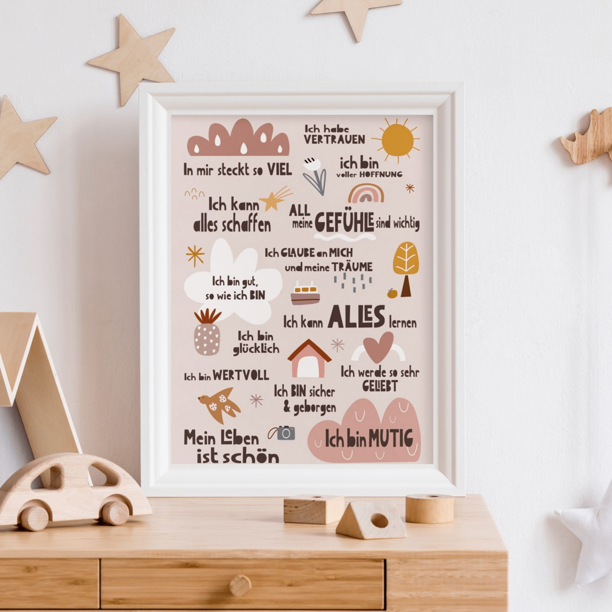 Modern Kids Art - Poster Affirmationen Peaceful World Modern Kids Art - malmichmunt.com