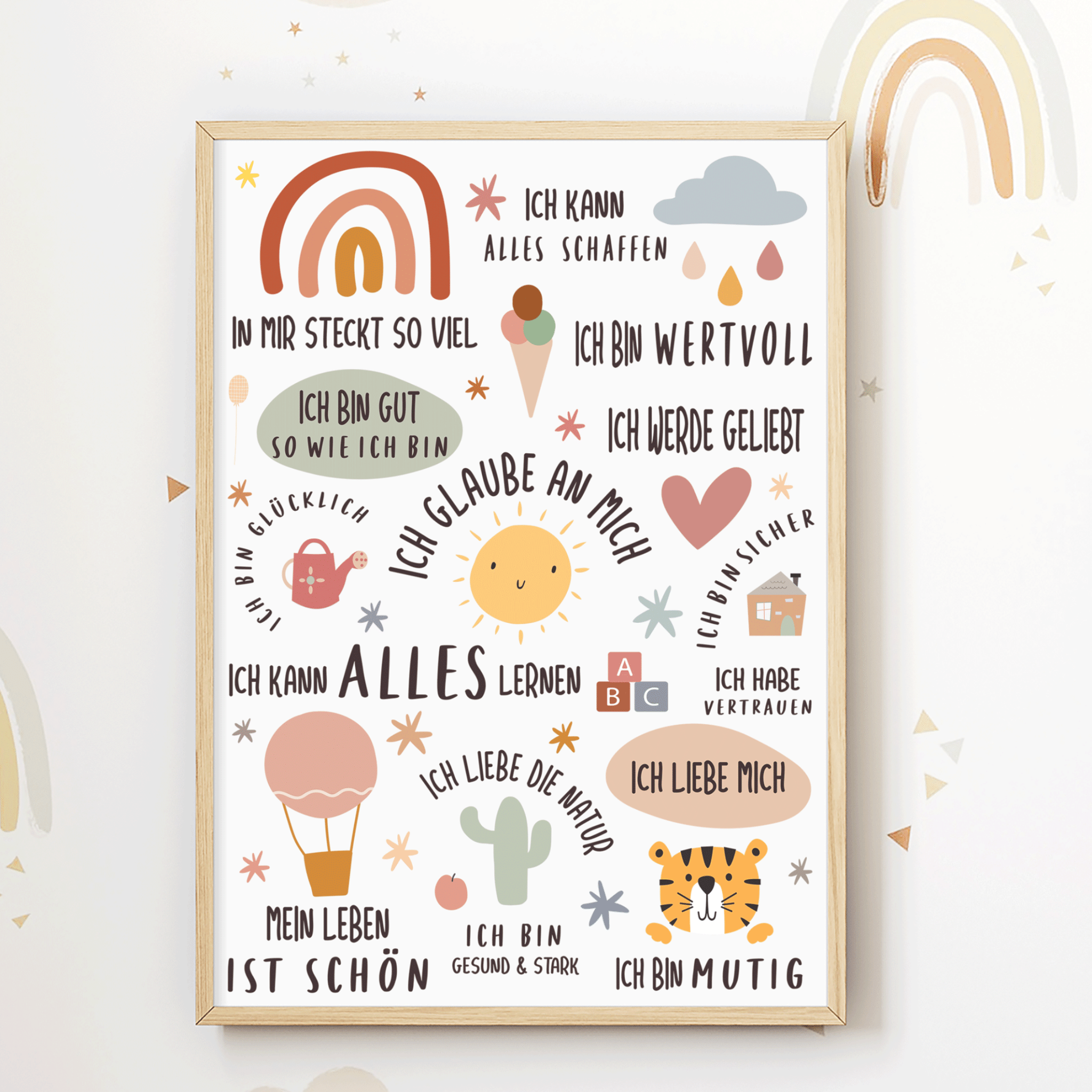 Modern Kids Art - Poster Affirmationen Regenbogen Modern Kids Art - malmichmunt.com