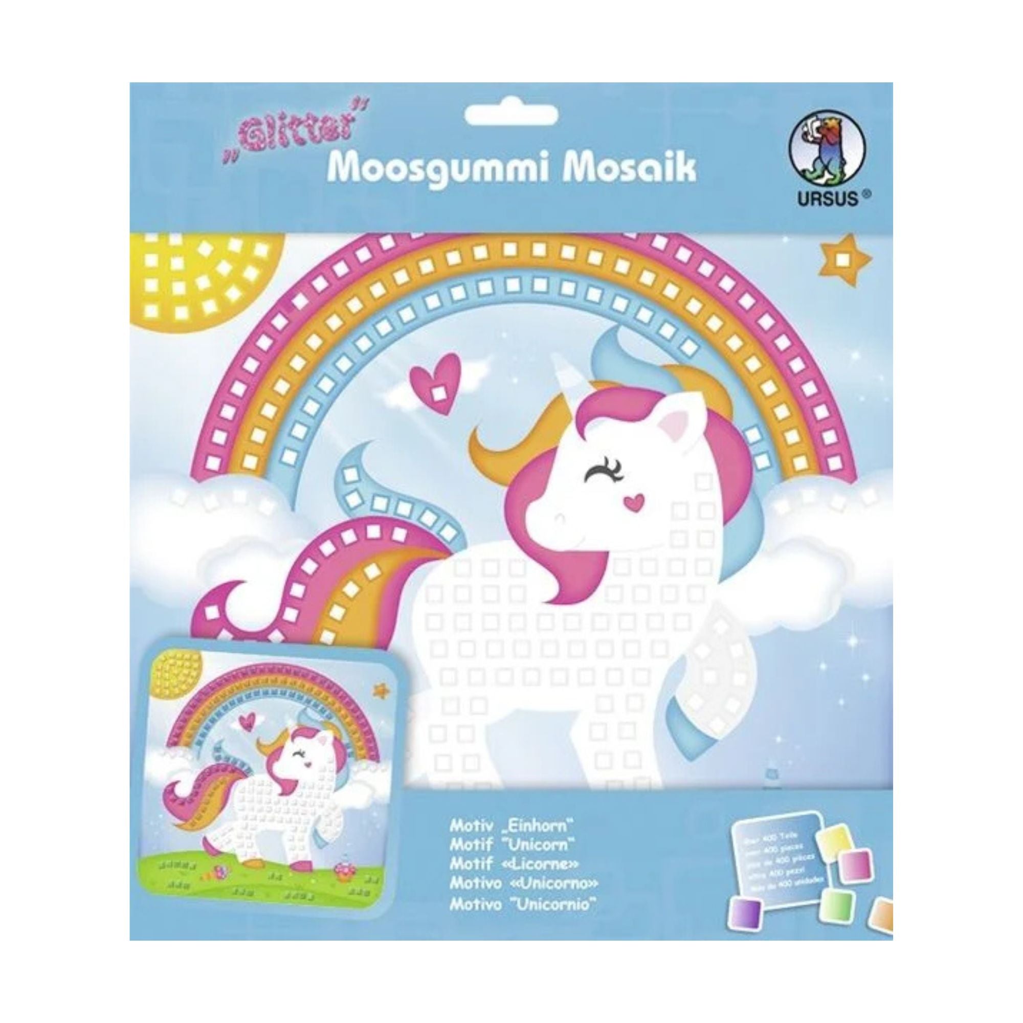 Moosgummi - Mosaik "Glitter Einhorn" Ursus - malmichmunt.com