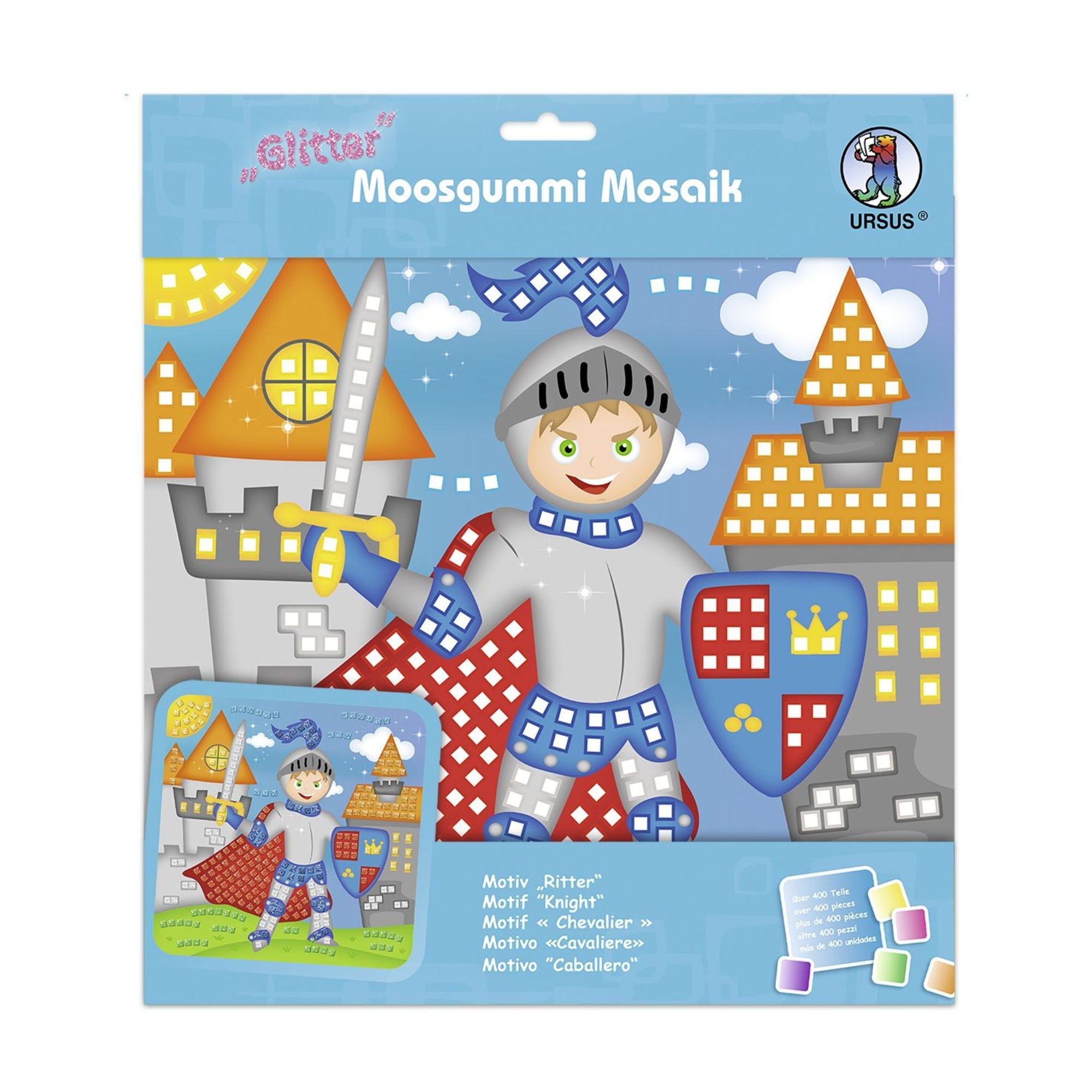 Moosgummi - Mosaik "Glitter Ritter" Ursus - malmichmunt.com