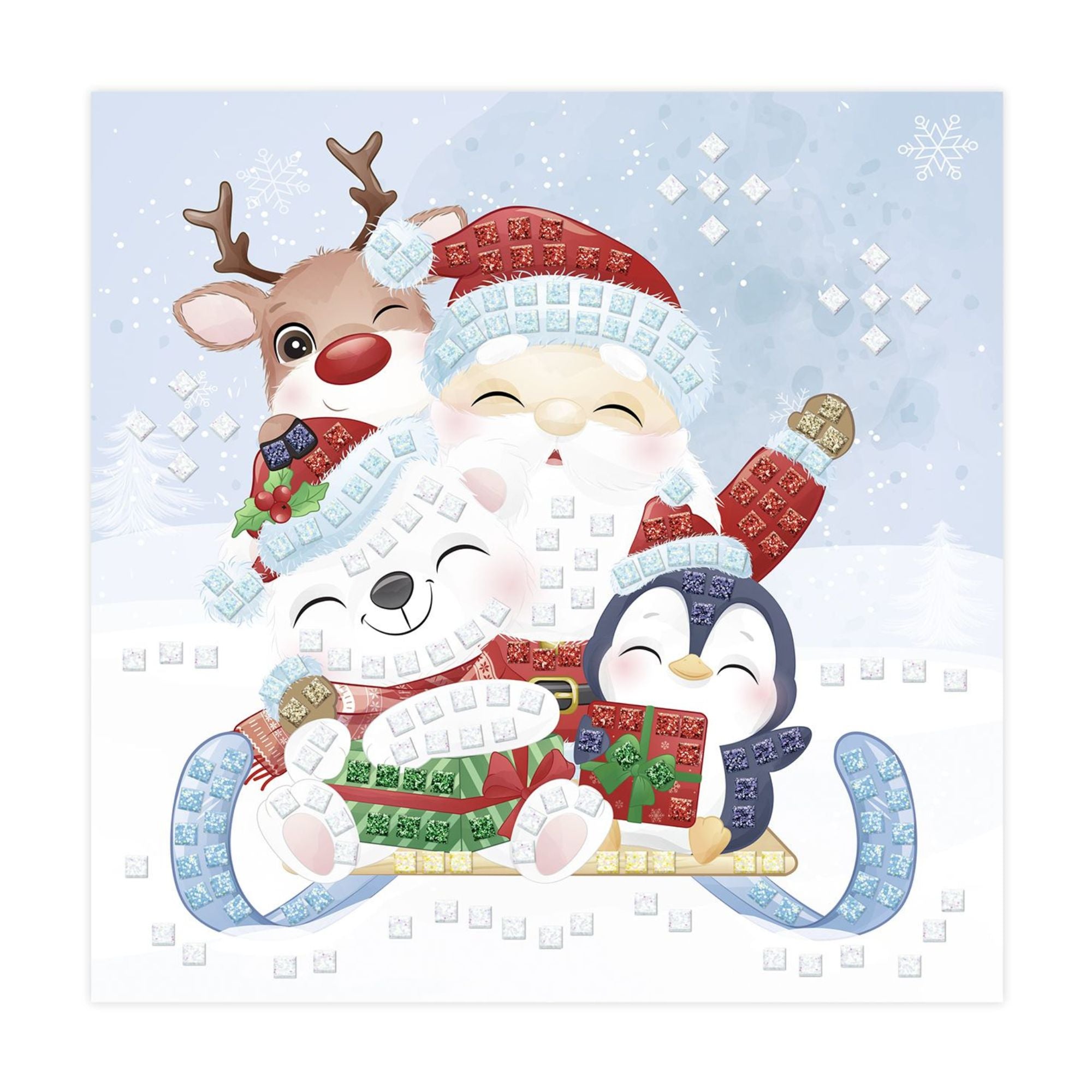 Moosgummi - Mosaik "Glitter Santas Schlitten" Ursus - malmichmunt.com