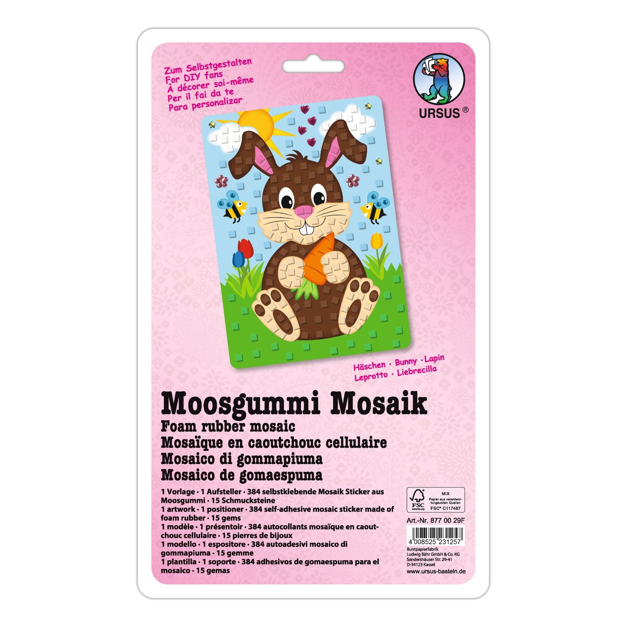 Moosgummi Mosaik "Häschen" Ursus - malmichmunt.com