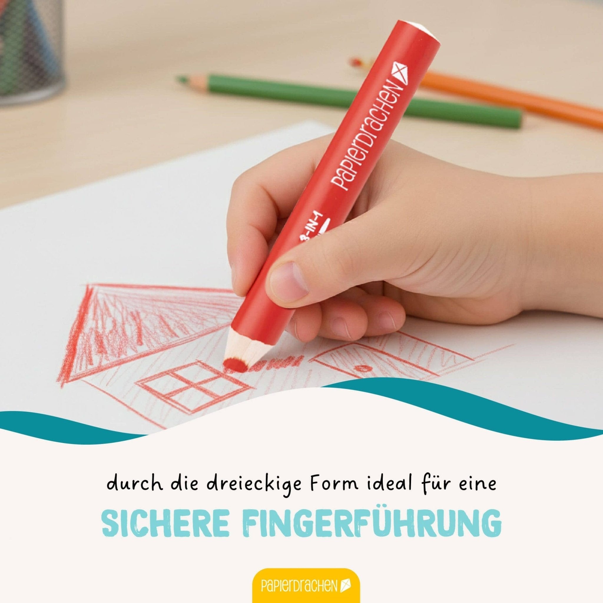 Papierdrachen 3in1 Buntstifte mit Anspitzer Papierdrachen - malmichmunt.com