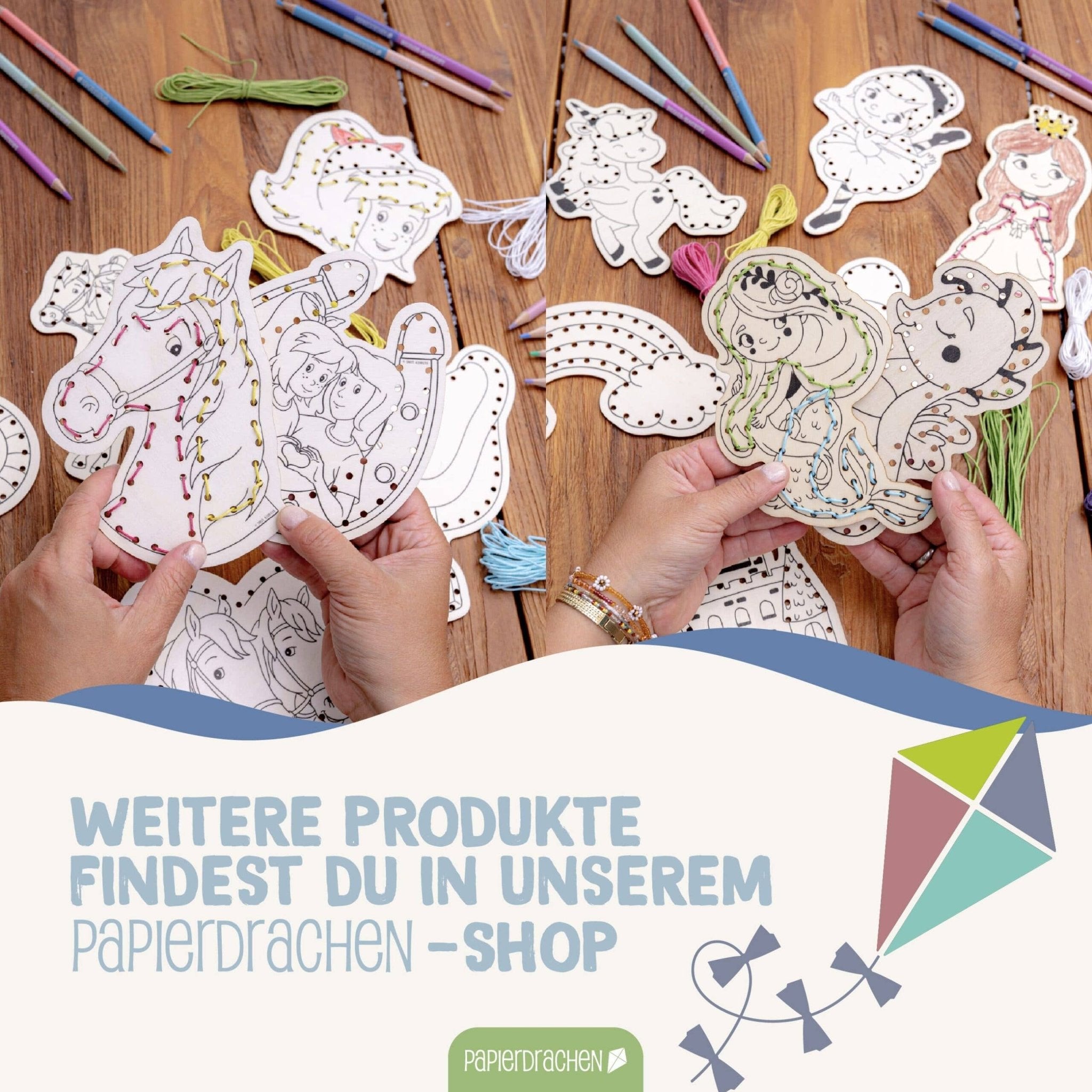Papierdrachen DIY Fädelset aus Holz - Berufe & Abenteuer Papierdrachen - malmichmunt.com