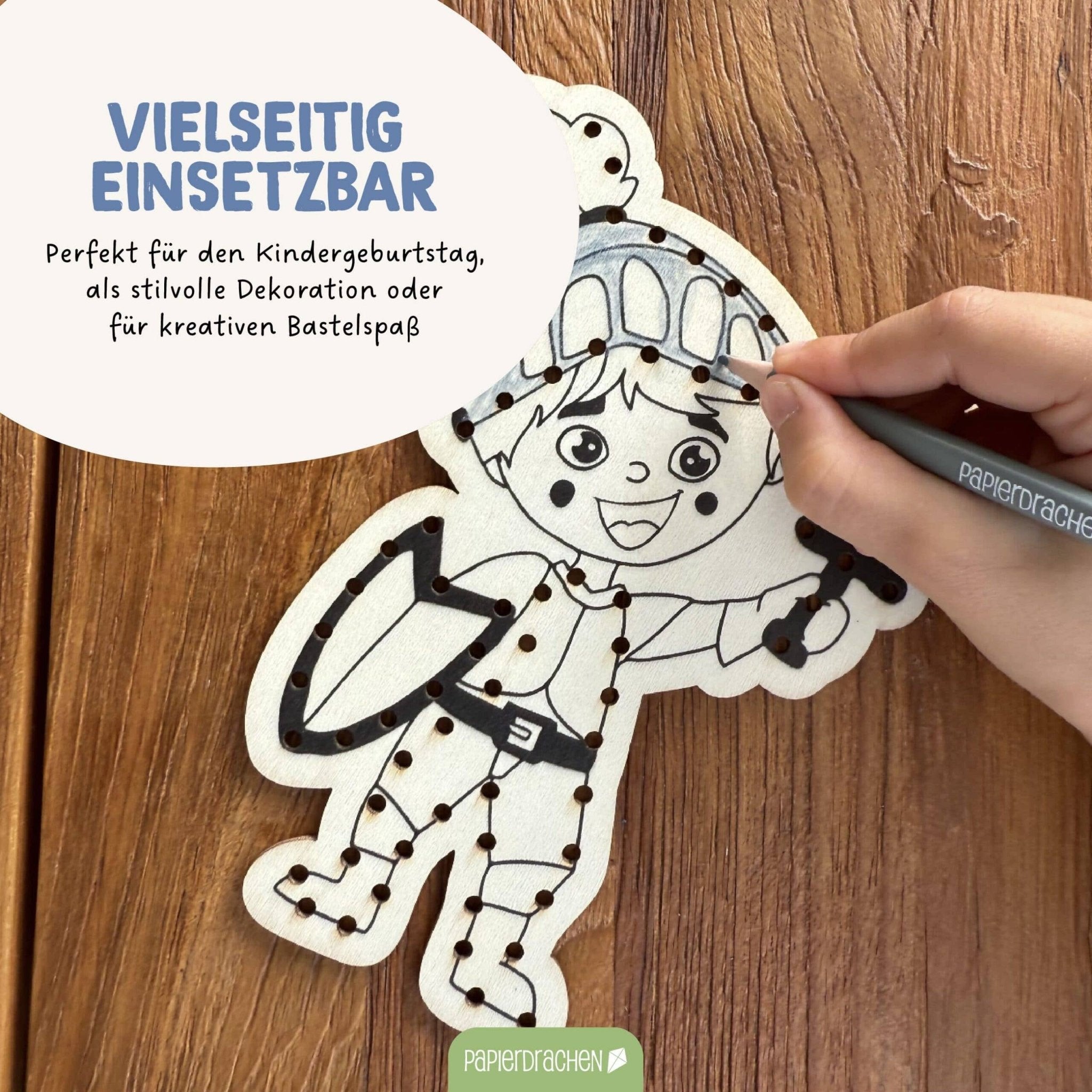 Papierdrachen DIY Fädelset aus Holz - Berufe & Abenteuer Papierdrachen - malmichmunt.com