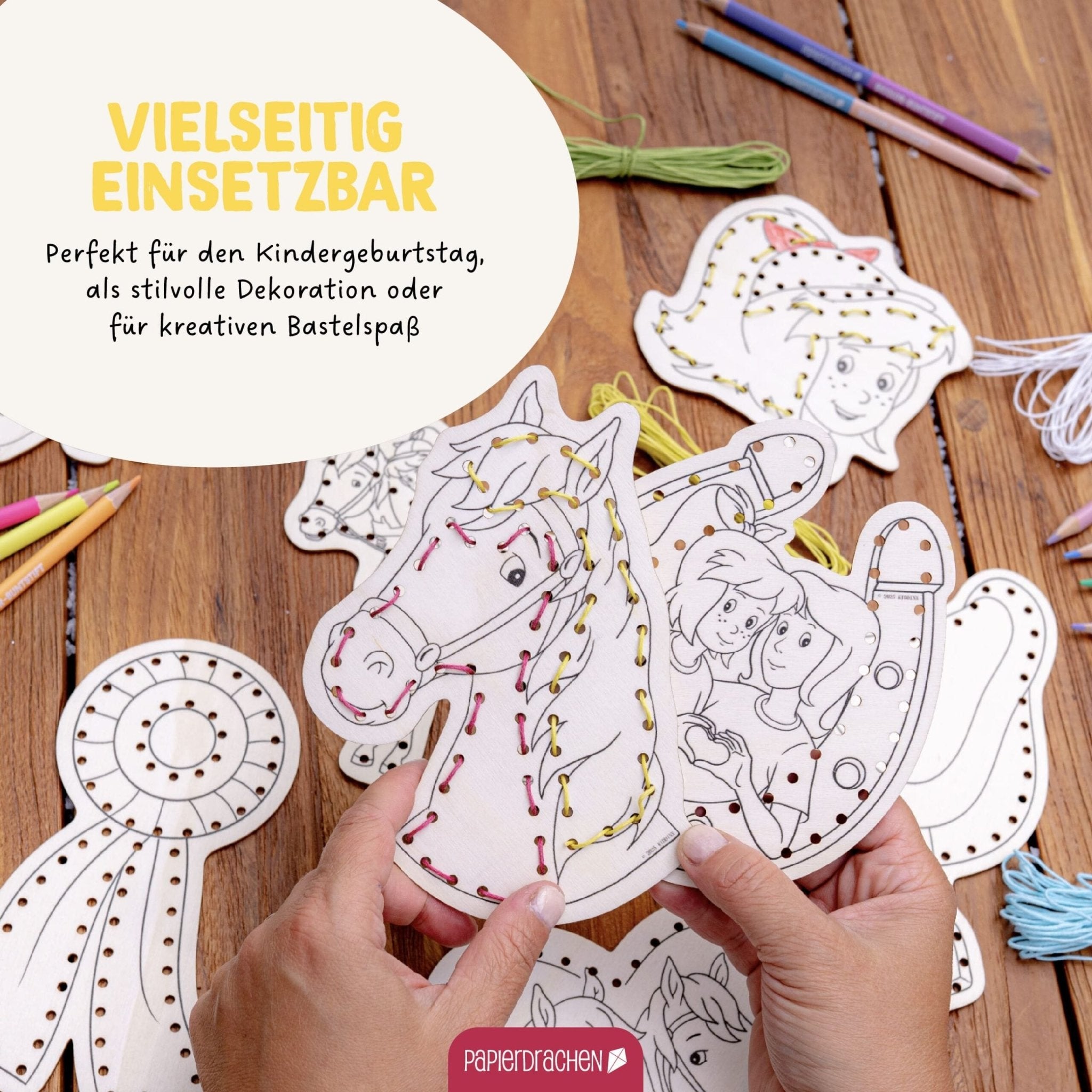 Papierdrachen DIY Fädelset aus Holz - Bibi und Tina Papierdrachen - malmichmunt.com