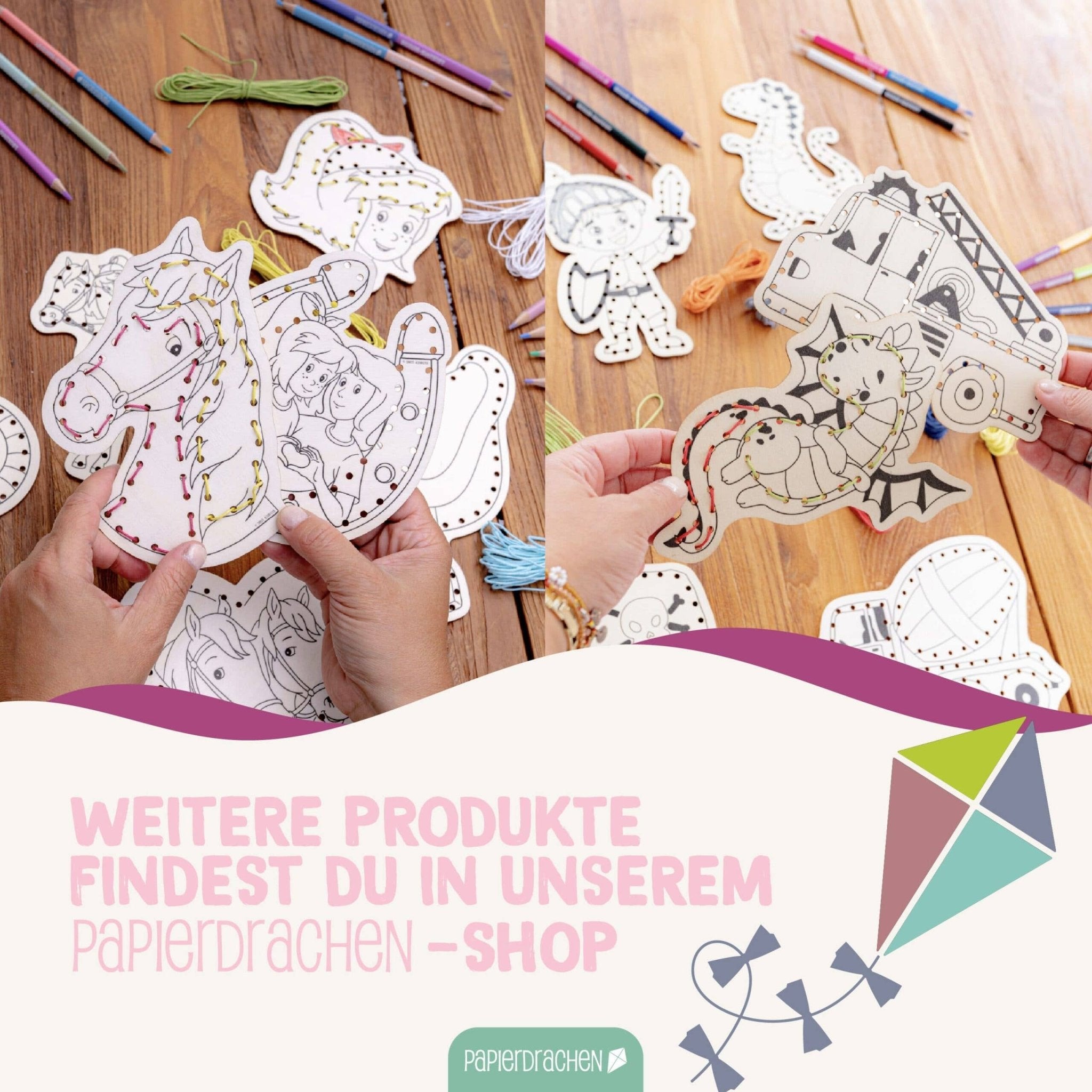 Papierdrachen DIY Fädelset aus Holz - Märchen & Traumwelten Papierdrachen - malmichmunt.com