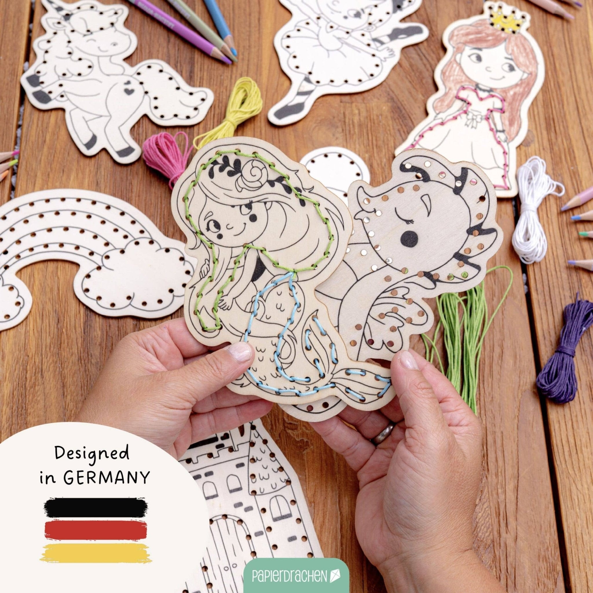 Papierdrachen DIY Fädelset aus Holz - Märchen & Traumwelten Papierdrachen - malmichmunt.com