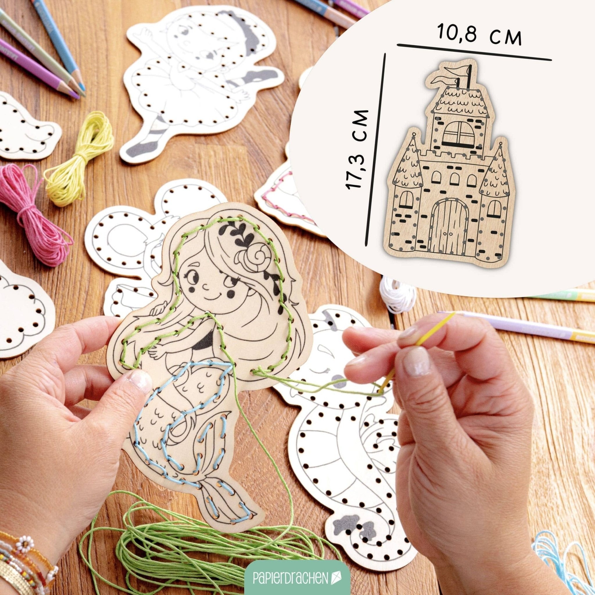 Papierdrachen DIY Fädelset aus Holz - Märchen & Traumwelten Papierdrachen - malmichmunt.com